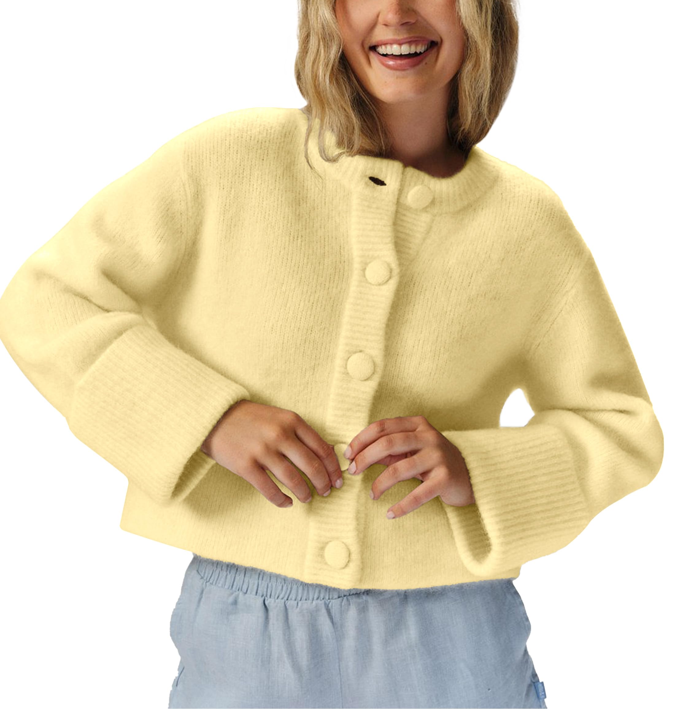 Women's Cardigans Lightweight Button Sweaters Casual High-Folded Sleeve Knit Jacket Cozy Fashion Clothing 2025-image-18