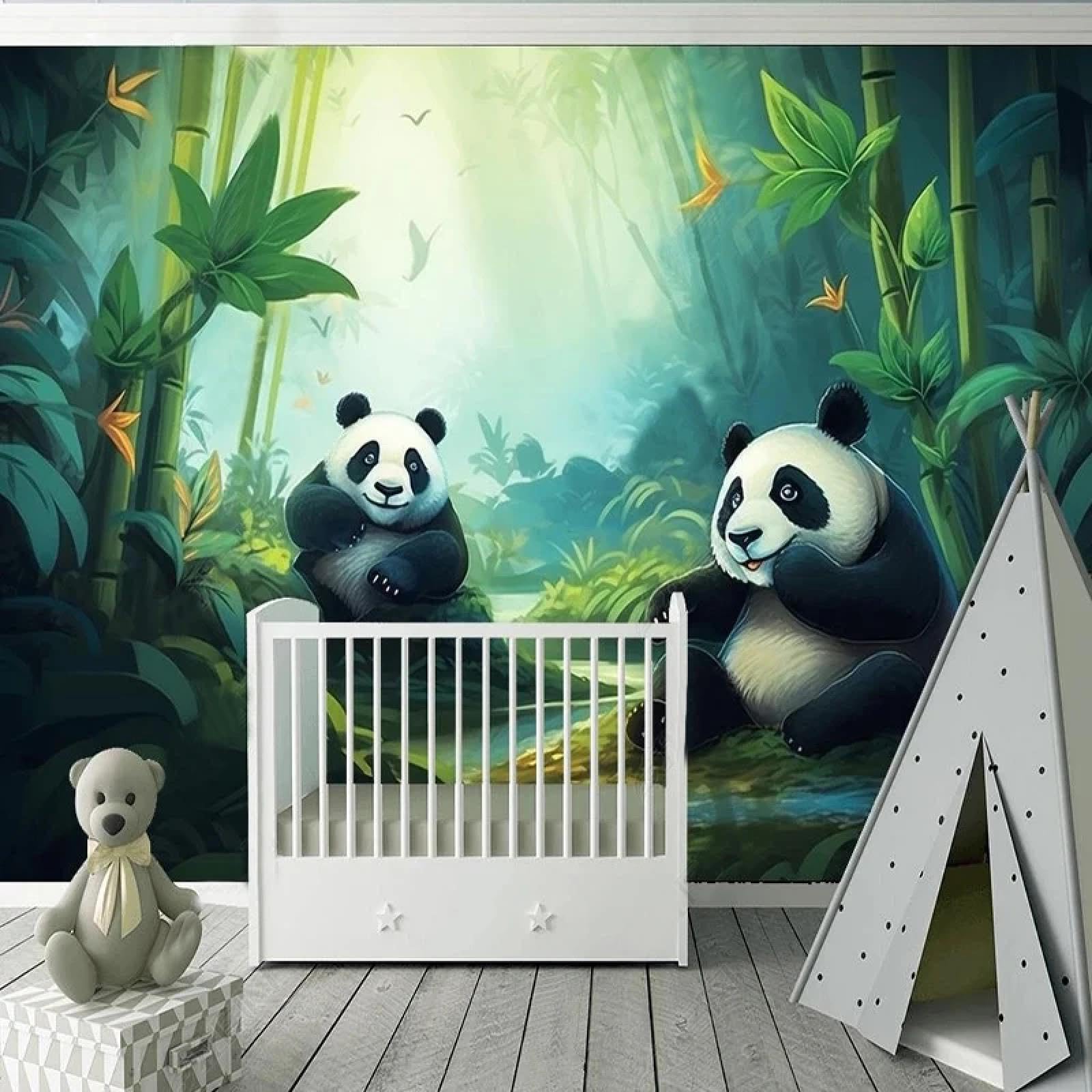 Chambre d'enfants panda géant 3D pour masquer mur abîmé