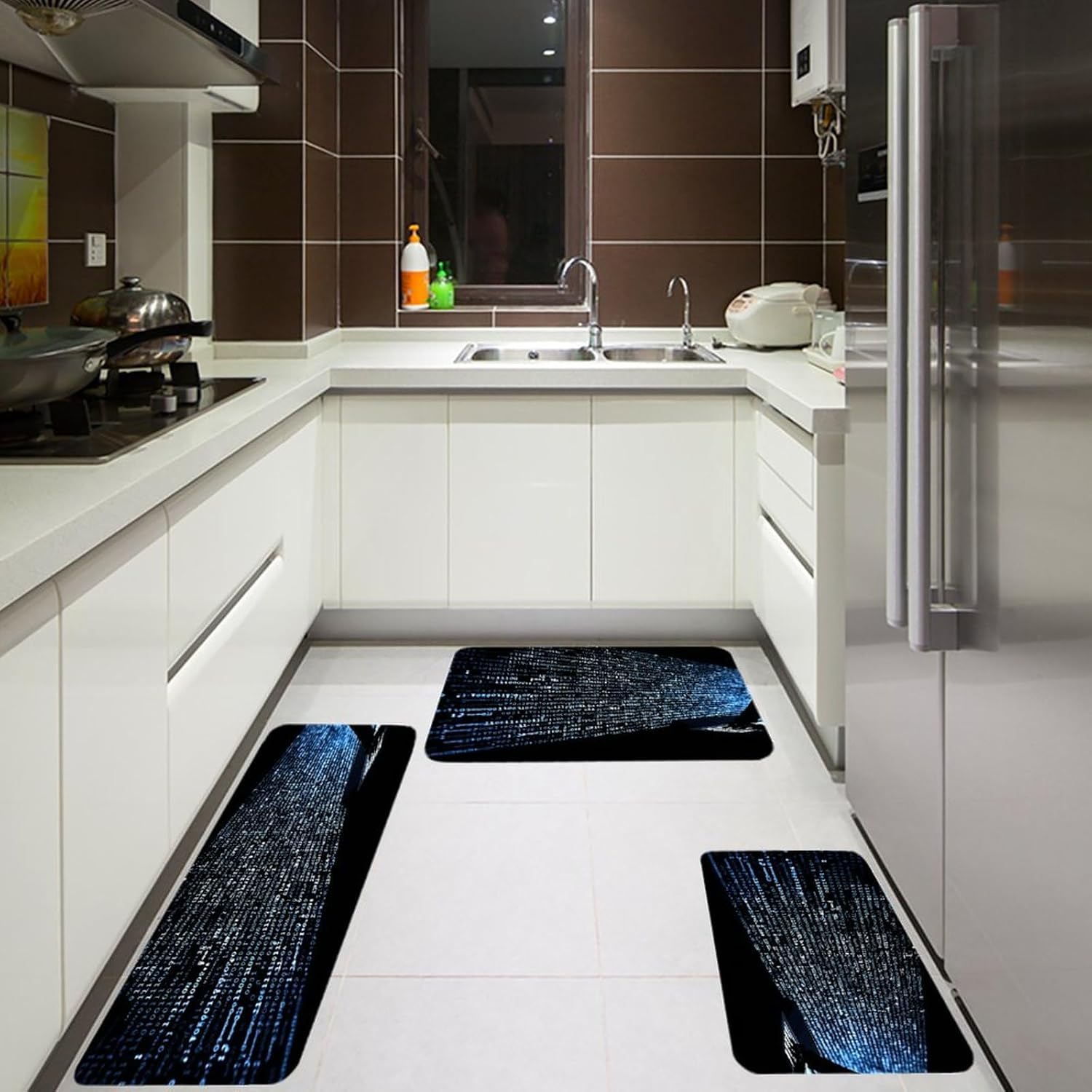 Programmer Programming Code Kitchen Rugs Set of 3 Non Slip Washable Kitchen Mats for Floor Soft Area Rug Kitchen Floor Mat Cushioned Anti Fatigue Mats Standing Sink Mat Decor Runner Rugs
