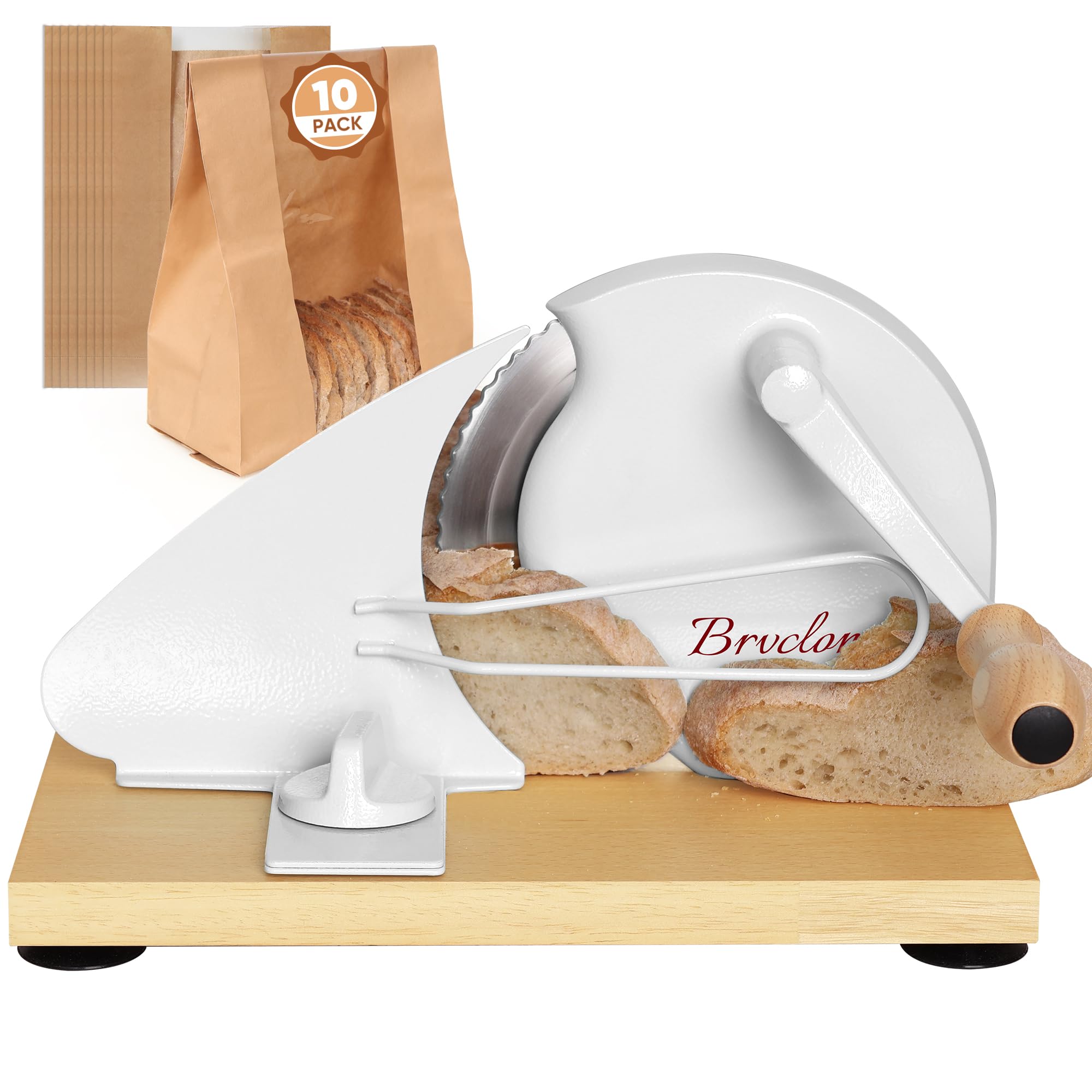 Manual Bread Slicer for Homemade Yeast Bread, Adjustable Thickness, Evenly Slice, Manual Crank Bread Slicer, with Scale Lines and Suction Cups, Sharp Blades, for Acid Dough (Grayish White) — image 1