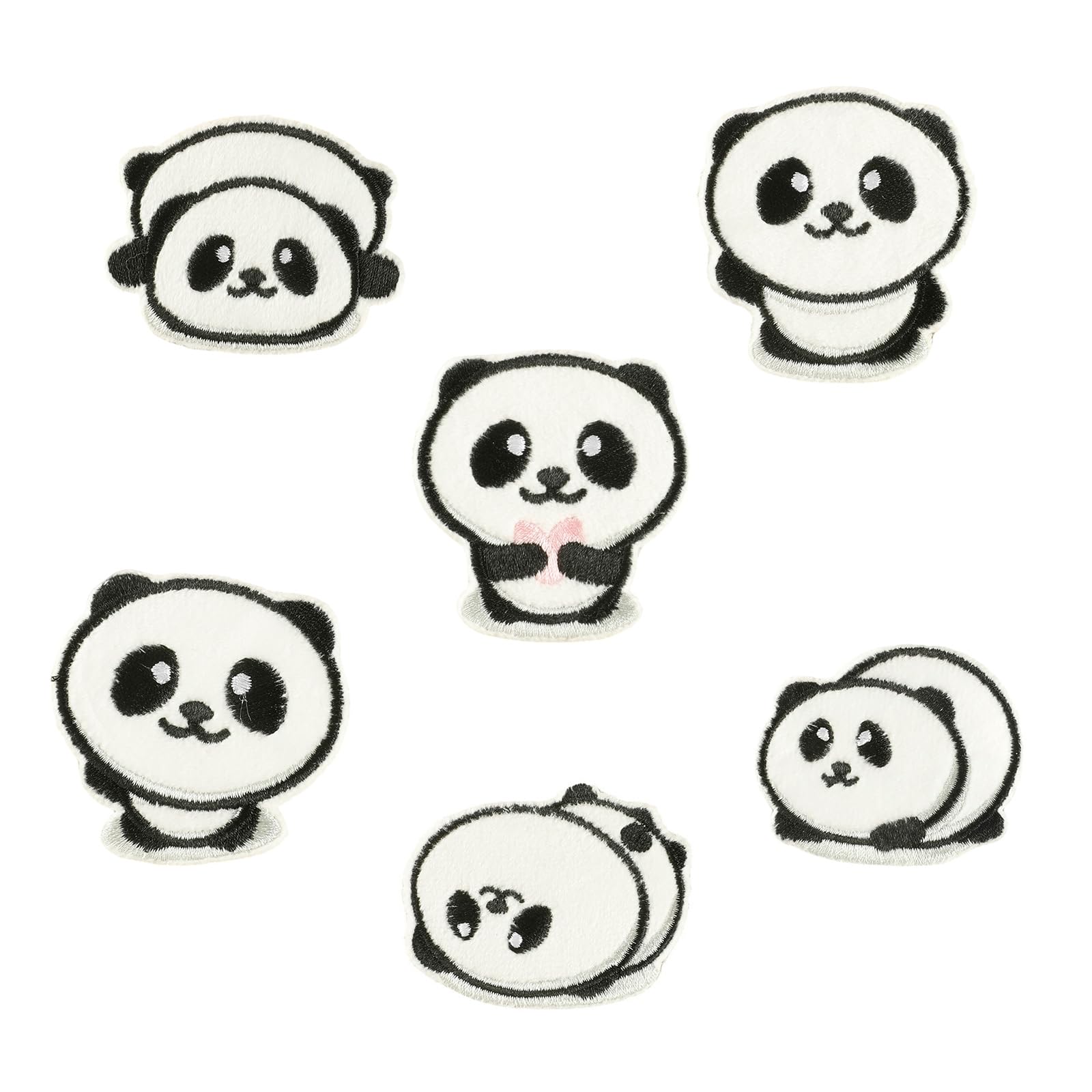 Xjdzineq 6 Pcs Embroidered Patches Cartoon Panda Sewing Iron on Applique Sew on for Clothes Bag