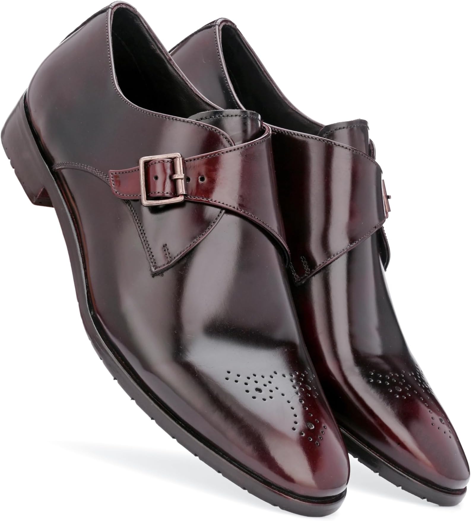 Harrykson LondonMen's Italian Leather Single Monkstrap FormalShoe with Leather Rubber Sole