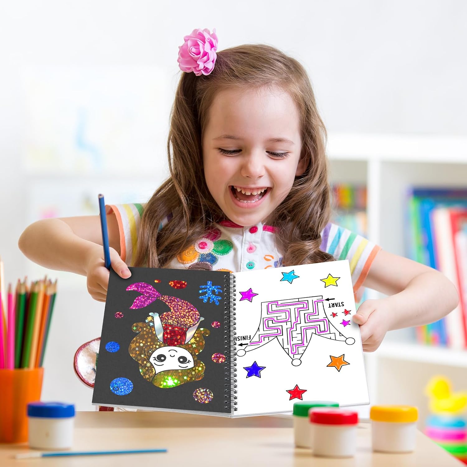 Art & Craft Activity,Foil Craft Princess DIY Fun Art Kits,No Mess Creative Foil Art Kits Set Drawing Game for Kids,Birthday Gifts Crafts Supplies Travel Toys for Girls Boys Ages 4 5 6 7 8 9 Year Old