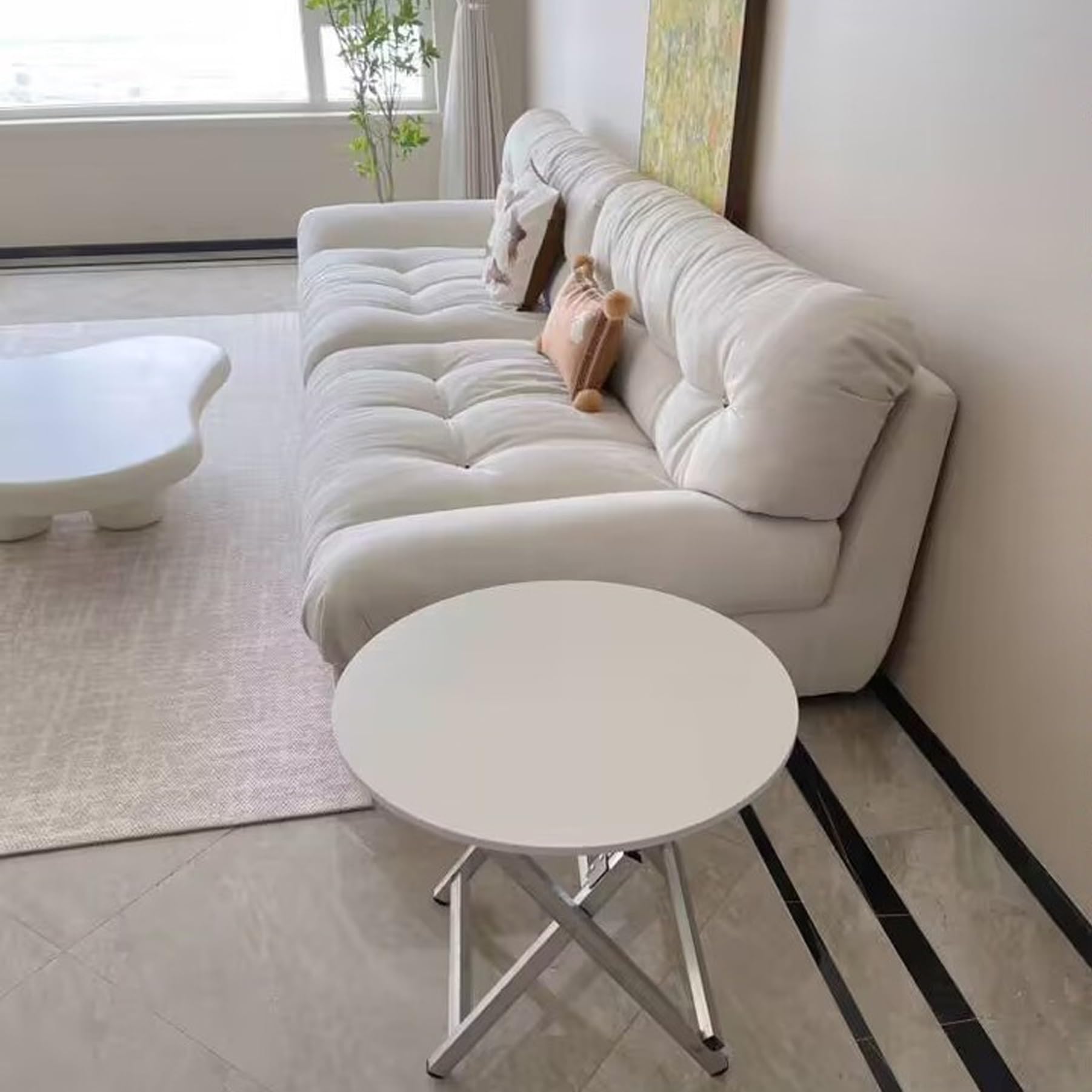 Okrągły zamiennik blatu Lazy Susan – drewniany panel 80 cm w wykończeniu z czarnego kamienia, idealny do stołów i blatów w jadalni 1 sztuka (szary dąb 100 cm)
