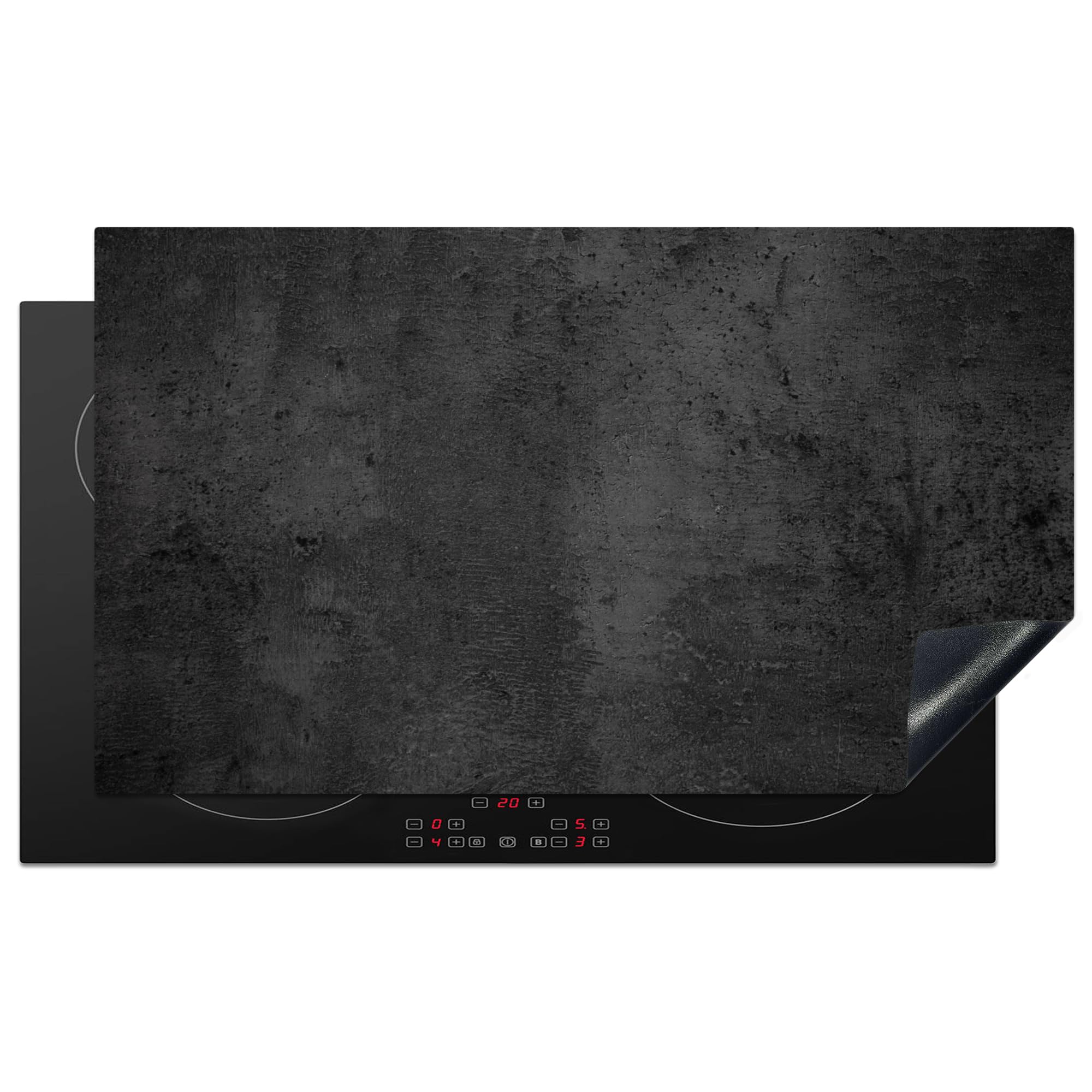 KitchenYeah© Induction Hob Protector Mat 20.8"x36" / 91.6x52.7 cm Stove Cap Top Cover Kitchen Cooker Covers for Electric Hobs Vinyl Concrete - Robust - Vintage - Rustic - Grey - Black — image 1