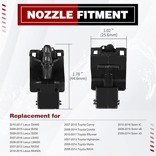 Miniatura 2 de OTUAYAUTO Boquillas para limpiaparabrisas delantero, repuesto para Lexus, Scion, Toyota. Reemplaza OEM # 85381-12300, 85381-12320 Kit de chorro de