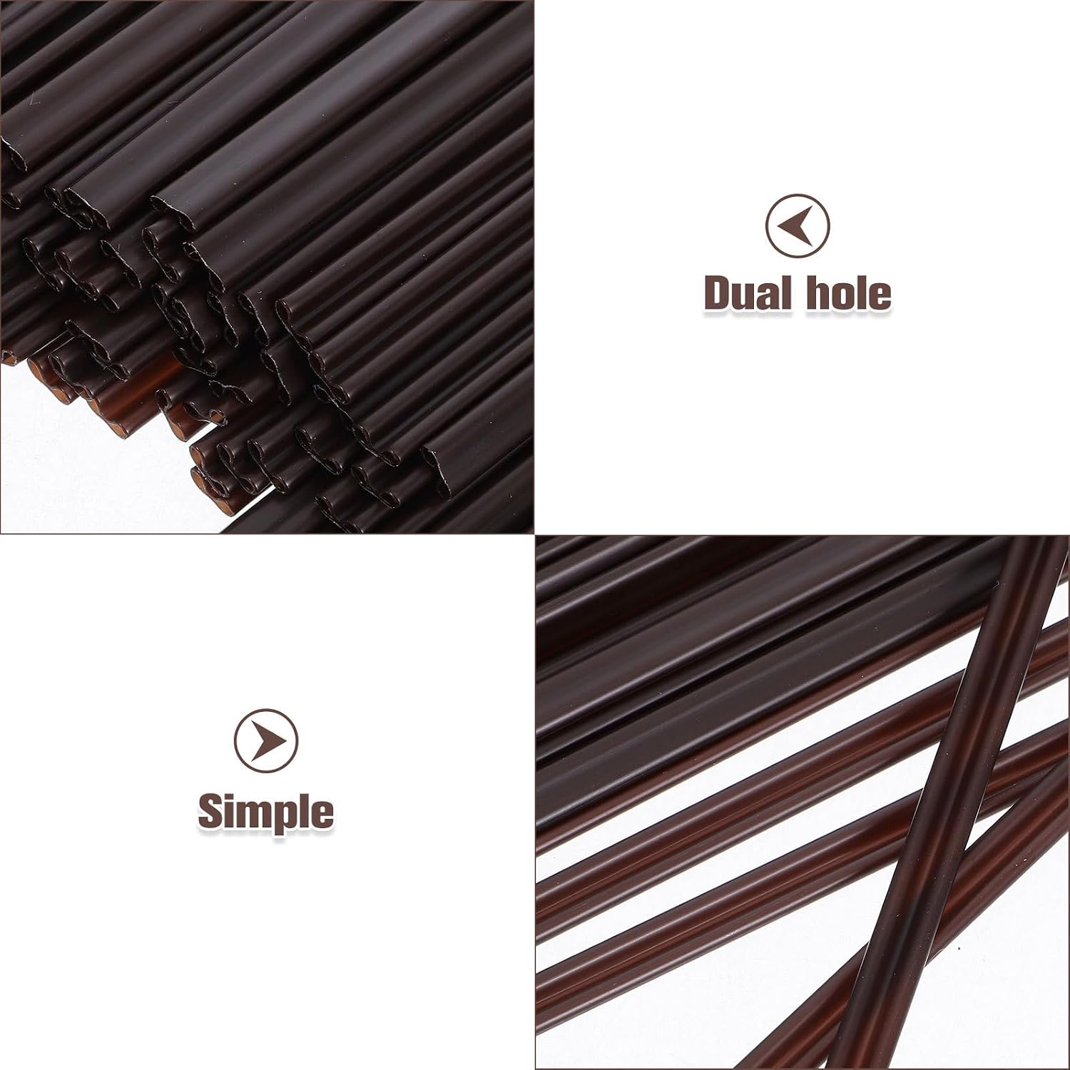 Garneck 100Pcs Disposable Coffee Stirrer Straws with Two Holes Long Handle Plastic Drink Swizzle Sticks for Office Restaurants Home Indoor Outdoor Brown