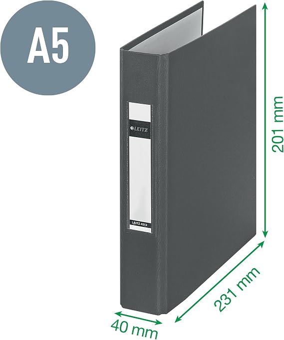 Leitz 42130095 Ringbuch (A5 2 Ringe 25 mm) Schwarz