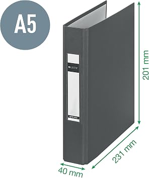 Leitz 42130095 Ringbuch (A5 2 Ringe 25 mm) Schwarz