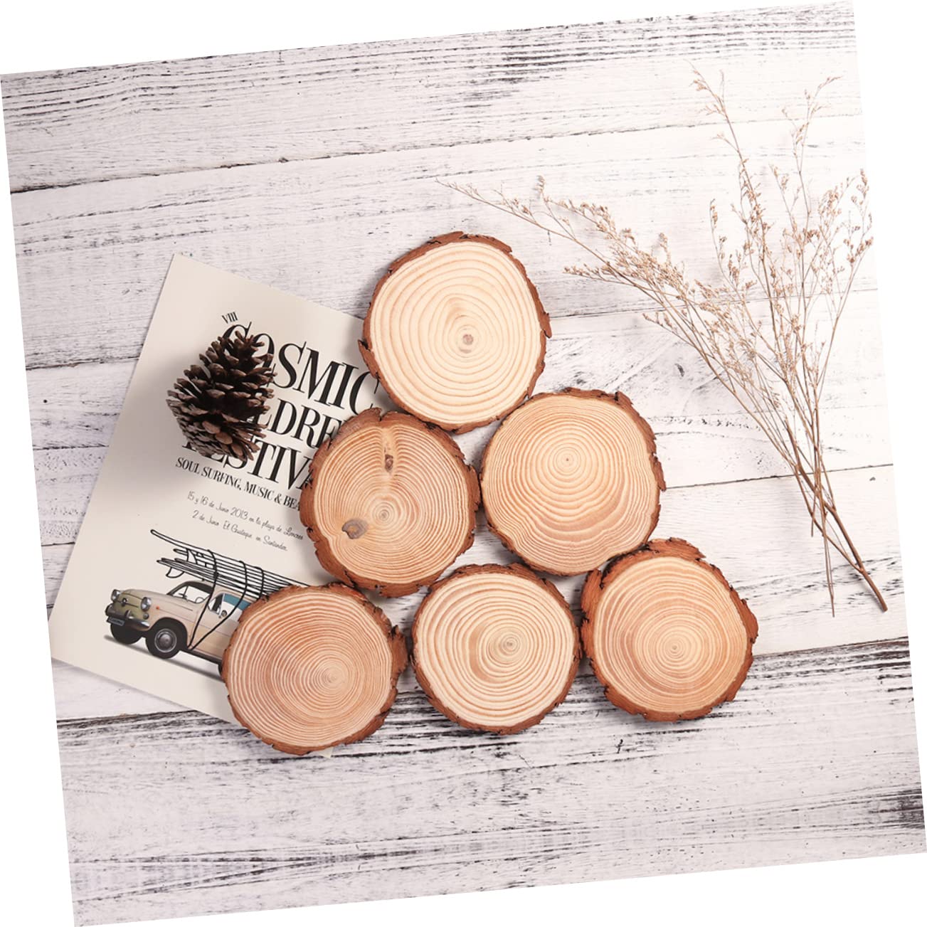 12 Stück Runde Holzscheiben Unbehandelt für DIY Bastelprojekte Natürliche Holzuntersetzer mit Rinde für Tischdeko und Bastelarbeiten