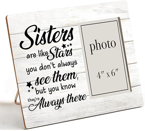Nurawo Regalos para la mejor hermana, regalos para hermanas de hermanos, regalos para hermana, hermana son como estrellas, marco de fotos de madera,