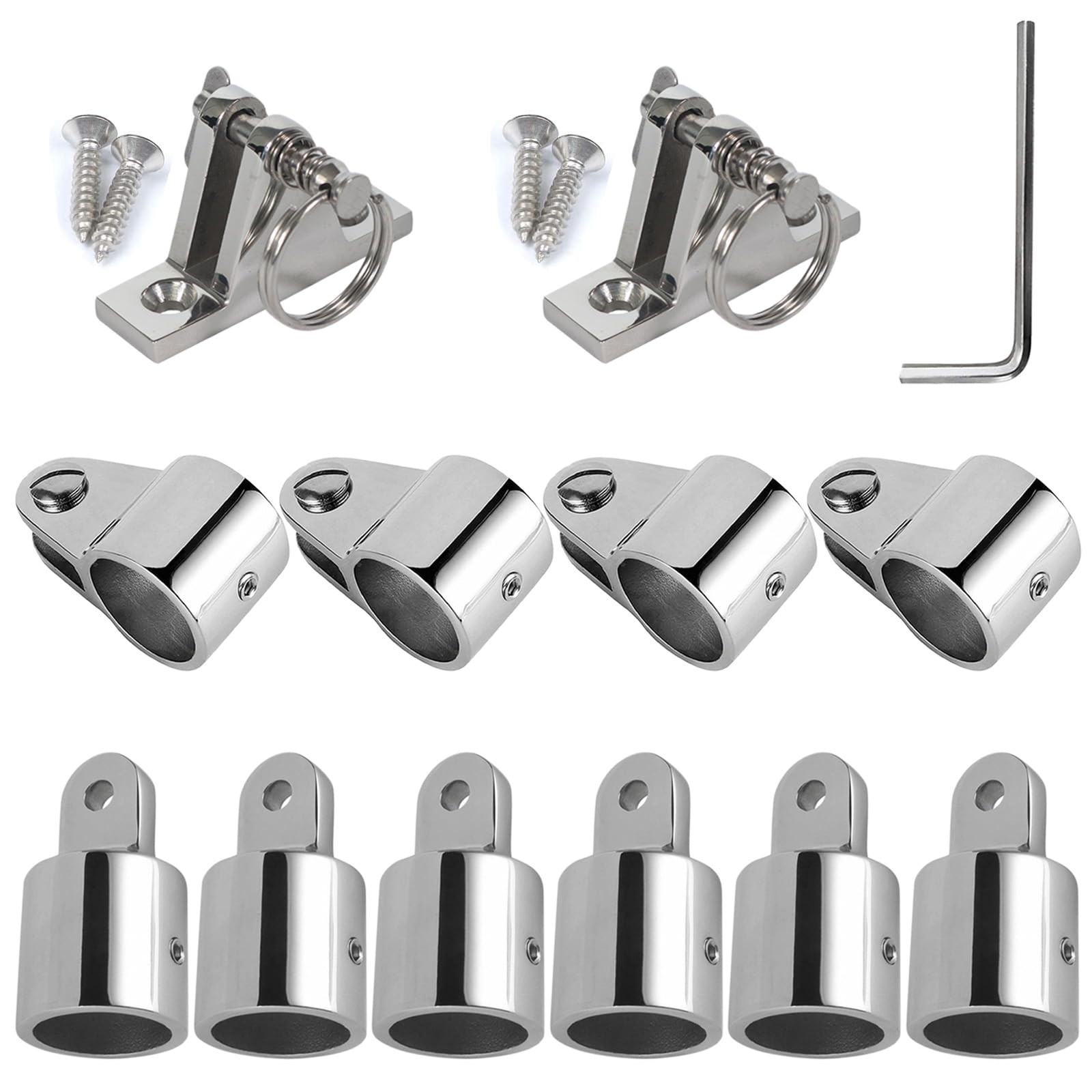 Baieasy Bimini Top Hardware, 12 Pieces Boat Fittings Fits 7/8'' or 1'' OD 3 Bow Tube 316 Stainless Steel Heavy Dudy Parts for Canopy