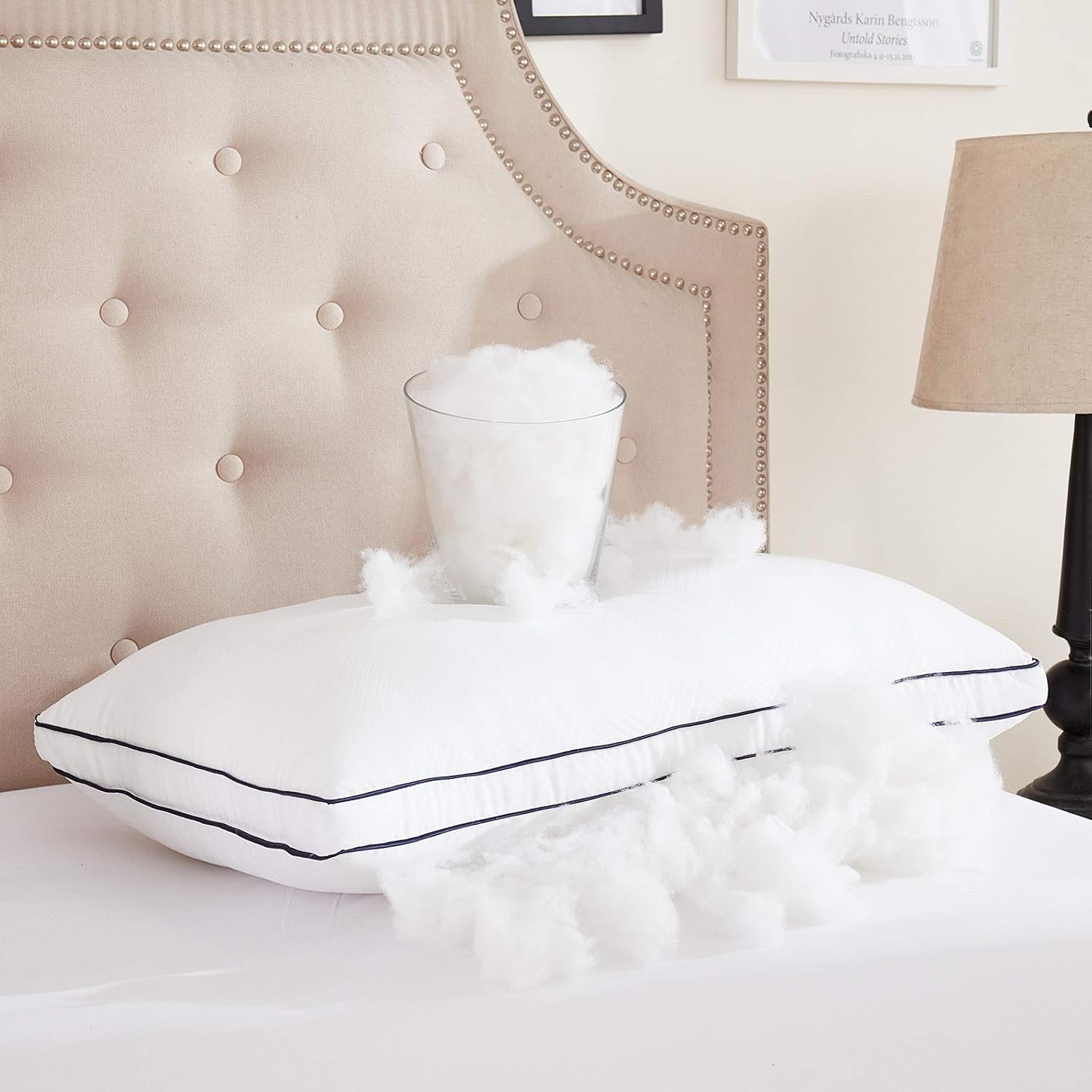 Wamsound Pillows for Sleeping,Queen Pillow 2 Pack,Bed Pillows Suitable for Side Sleepers and Back Sleepers,Filled with Delicate and Soft Filling,Luxury Hotel Soft Gel Pillow(Queen,White)