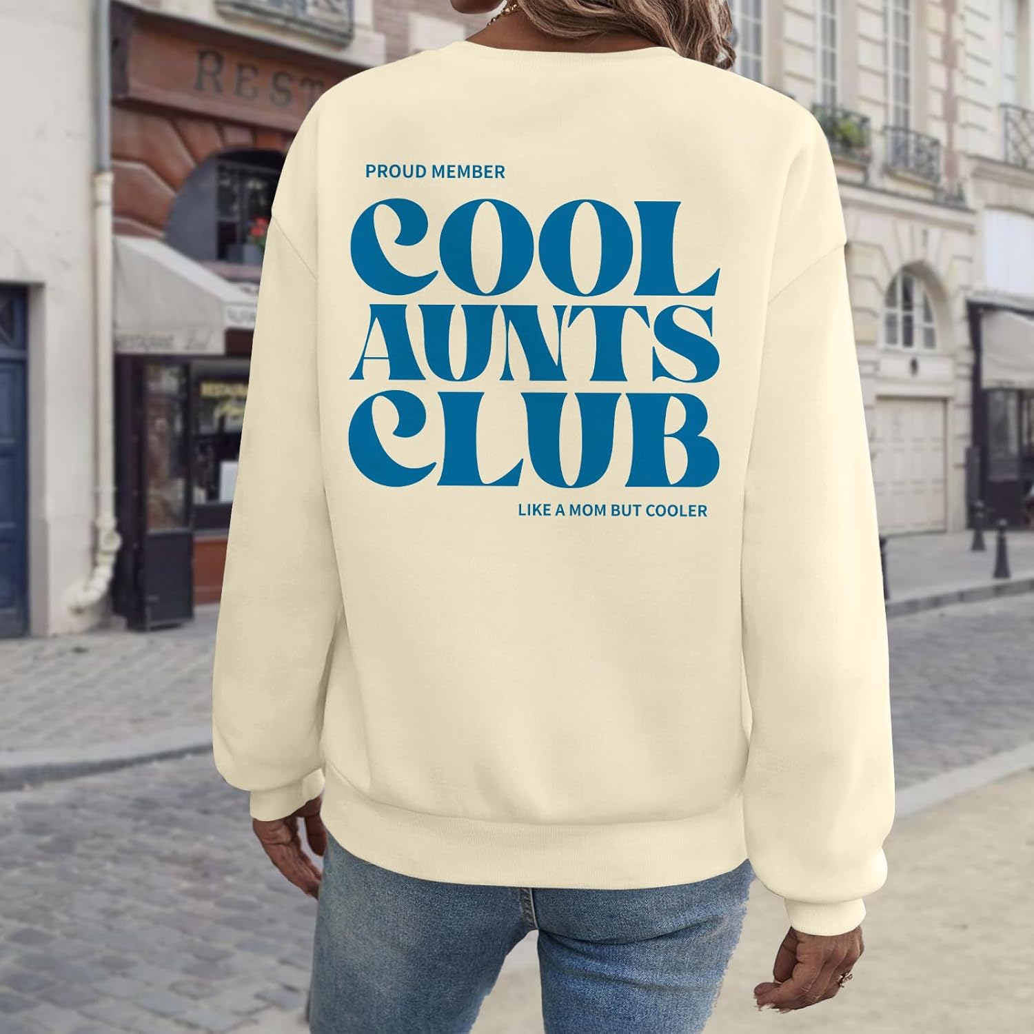 Aunt Sweatshirts For Women Cool Aunts Club Sweatshirt Graphic Hoodies Auntie Pullover Long Sleeve Shirt Cotton Tops - Image 3