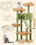 Taoqimiao Large Cat Tree, 58 Inch Cat Tower for Indoor Cats, Multi-Level Large Cat Condo with 8 Scratching Posts, Scratch Board for Cats, Cozy Hammock, 2 Pompoms, MSC026, Cactus