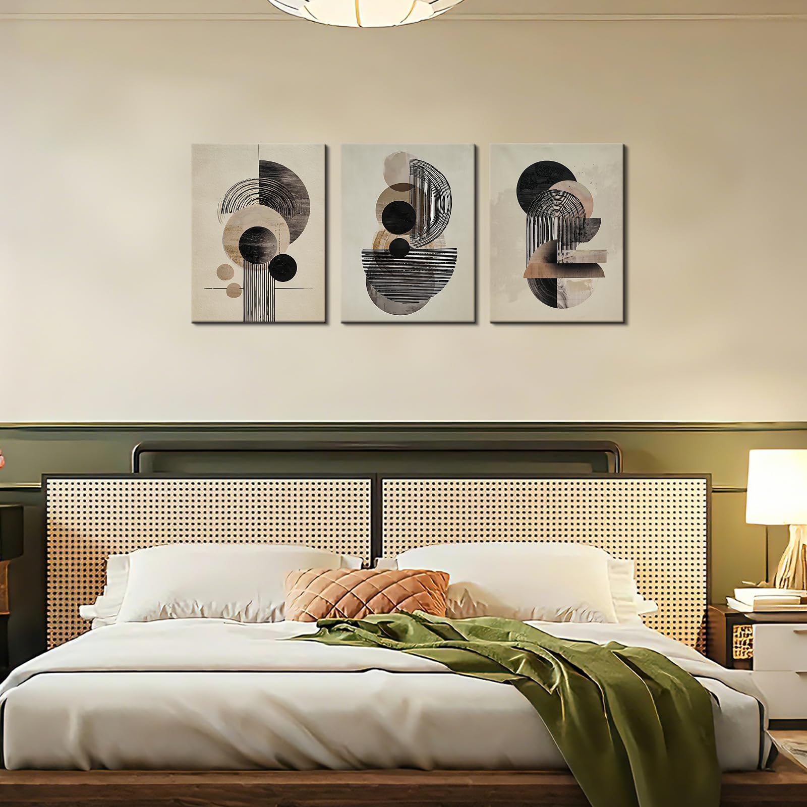 LJXDUBAF Abstrakte geometrische Leinwand-Wandkunst, 3er-Set, moderne neutrale Wandbilder für Wohnzimmer, minimalistische Leinwand-Wandkunst, Wanddekoration