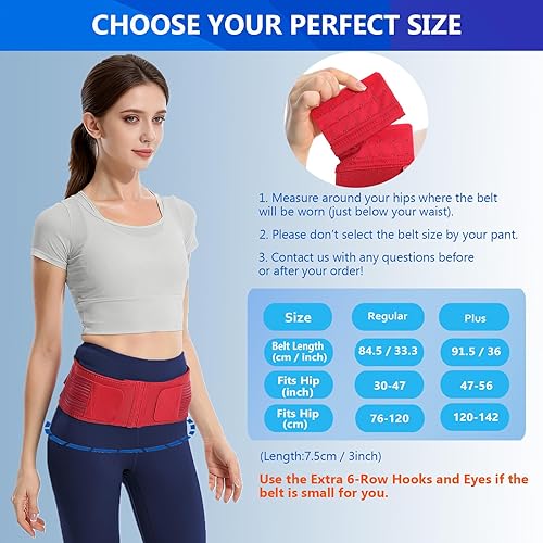 Miniatura 4 de Cinturón de cadera SI mejorado con ganchos y ojos de 6 filas, cinturones sacroilíacos para ciática y alivio del dolor de espalda baja, soporte