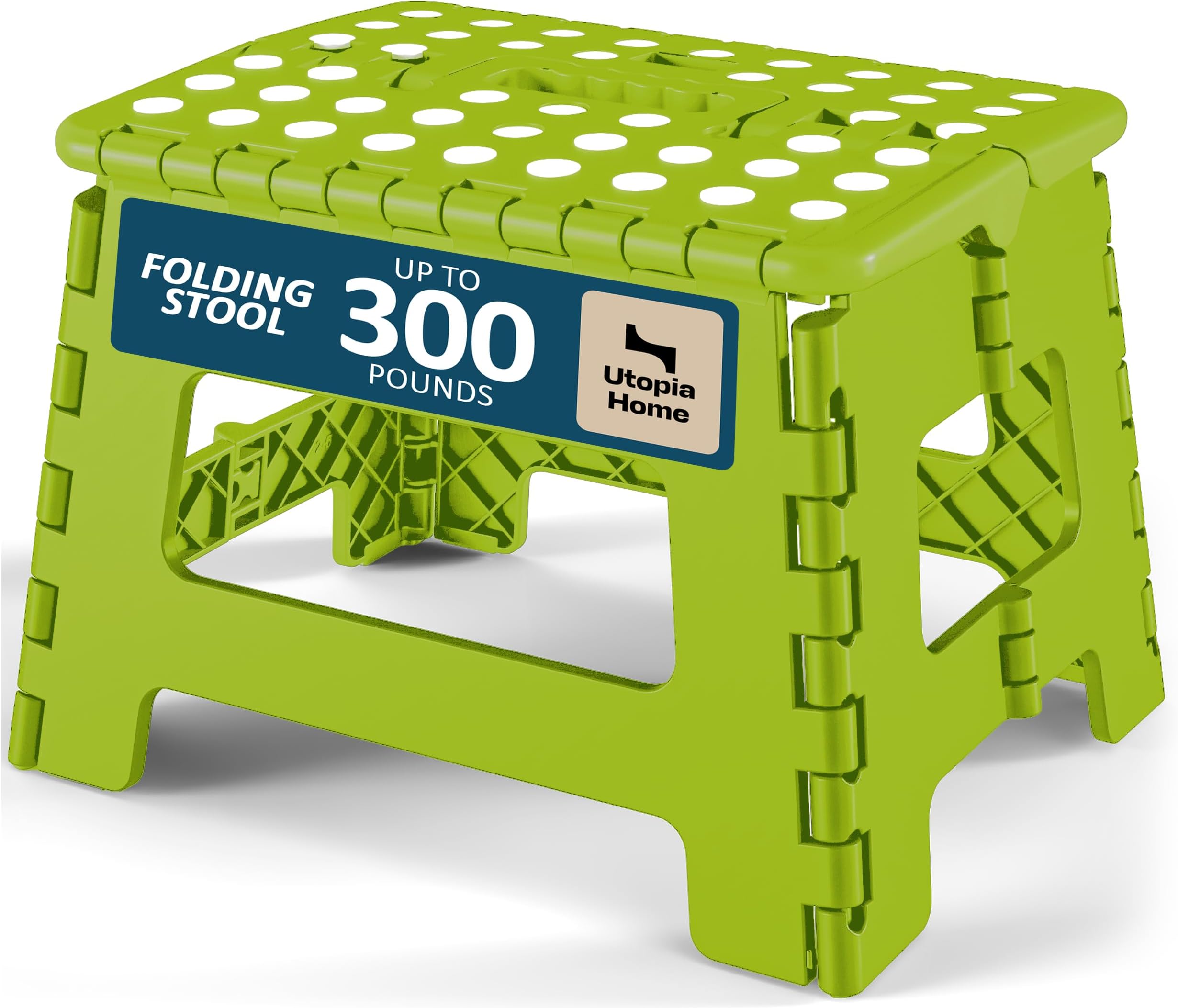 Utopia Home Folding Step Stool 9 Inch, Anti-Slip, Green, 1-Pack