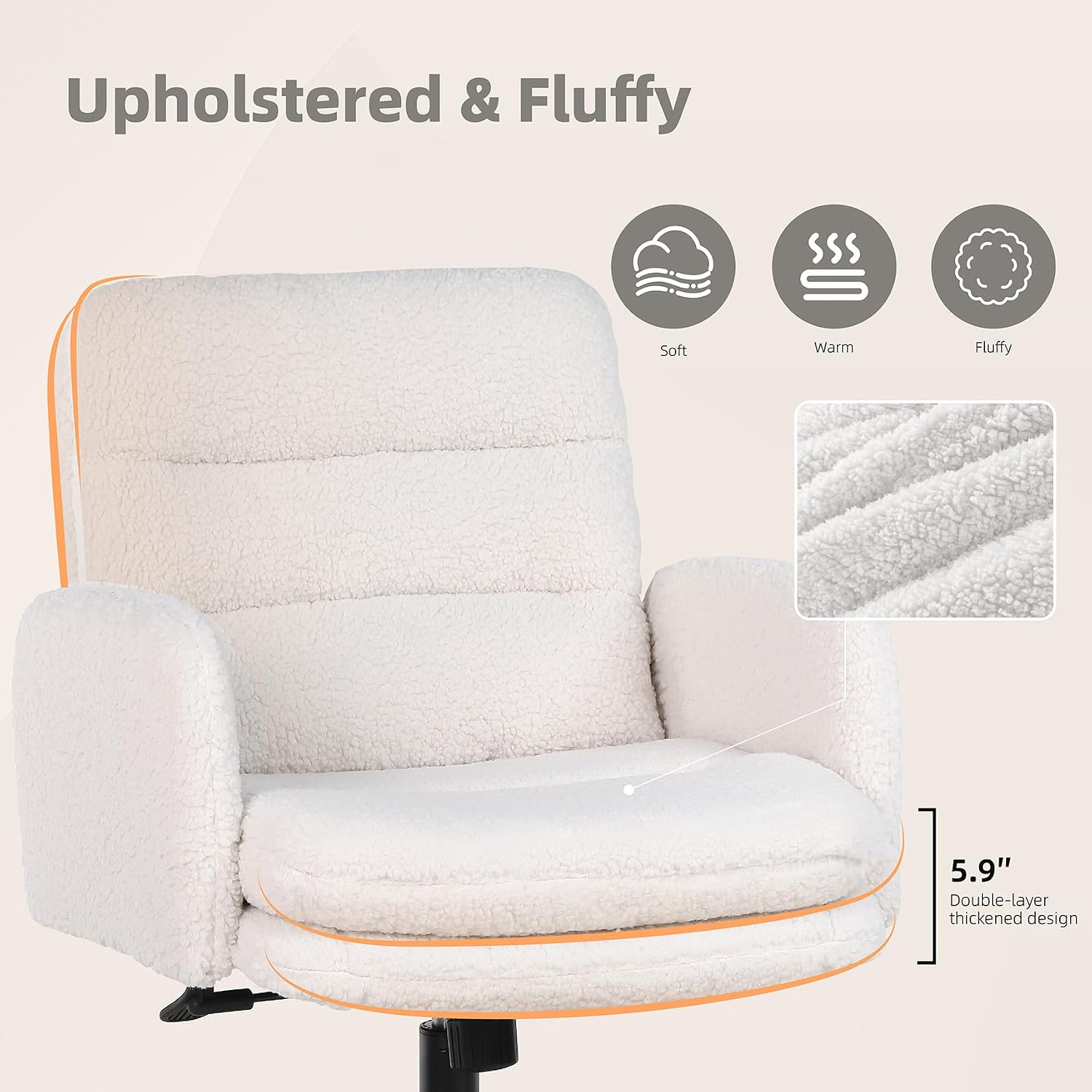 Youhauchair Upholstered and Fluffy Fabric Detail