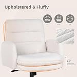 Youhauchair Mid Back rembourré bureau de bureau pivotant, la crème de hauteur réglable Fluffy Faux Cashmere Chaise moderne Vanity avec accoudoirs et roues pour le salon, chambre à coucher, maquillage