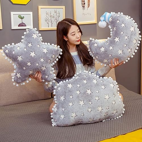 Miniatura 4 de ikasus Creative Twinkle Star Light Up Night - Almohadas de felpa luminosas de felpa suave juguetes de peluche de luna almohada decorativa cumpleaños