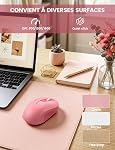 Wireless Keyboard and Mouse Combo - Retro Typewriter-Style Full-Size Keyboard with Round Keycaps, Detachable Wrist Rest, Foldable Legs, 2.4GHz Wireless for Windows/Mac/PC/Laptop (Pink)