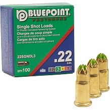 BLUEPOINT .22 Cal GREEN Neck Down Single Shot Powder Load for Powder Actuated Fastening System, 100 - Count. Item# 22SGNDL3