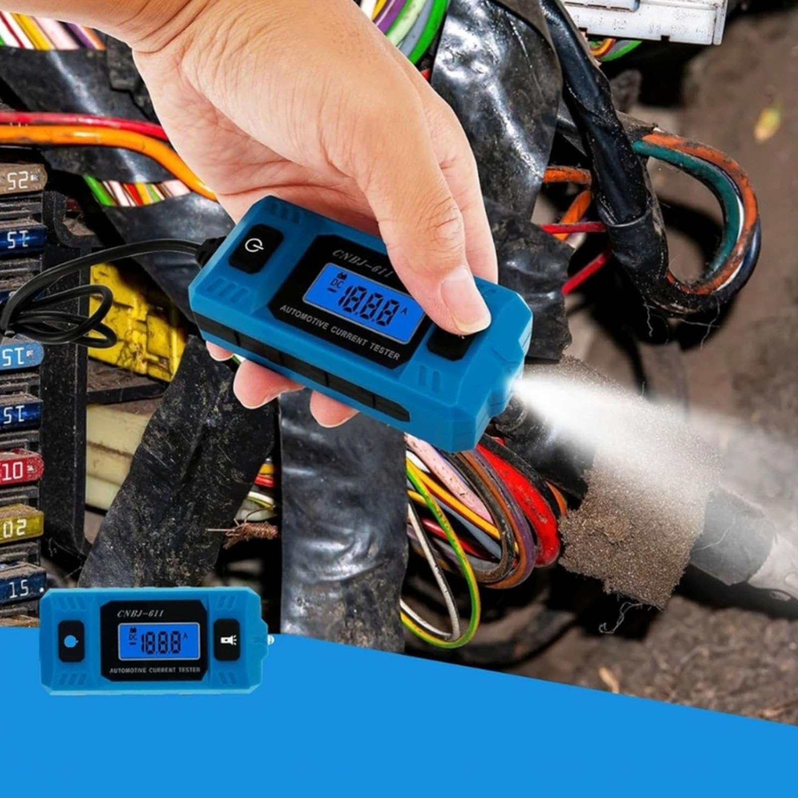 Automatischer Strommesser mit Hintergrundbeleuchtungsanzeige Stromkreisfehler Sondentester Stromtester 48 V 20 A einfachen Ablesen der Kfz Stromkreisfehlersonde
