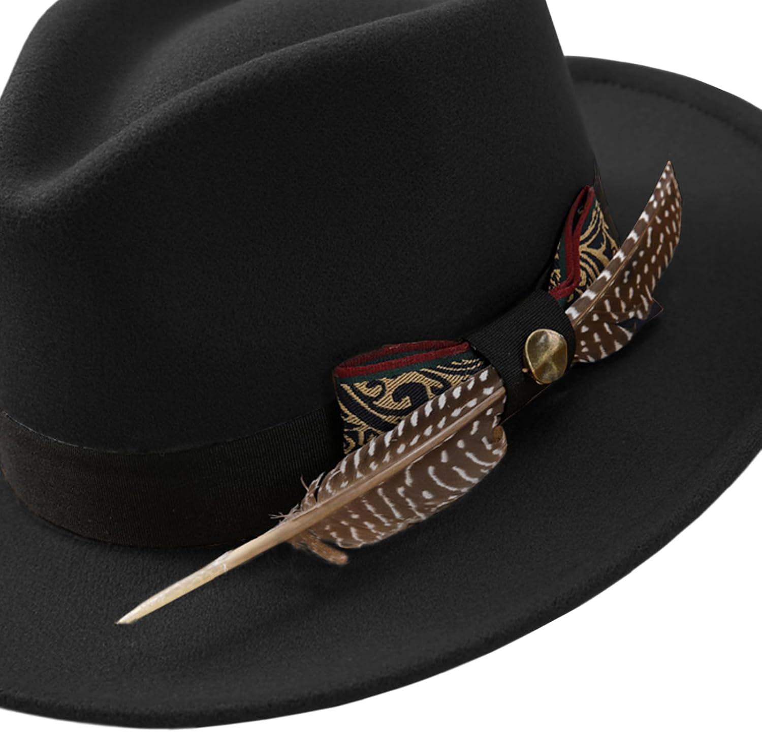Clobeau Wide Brim Fedora Hat for Women Men Felt Panama Hat Western Outdoor Big Rancher Hats Costume Halloween Cosplay