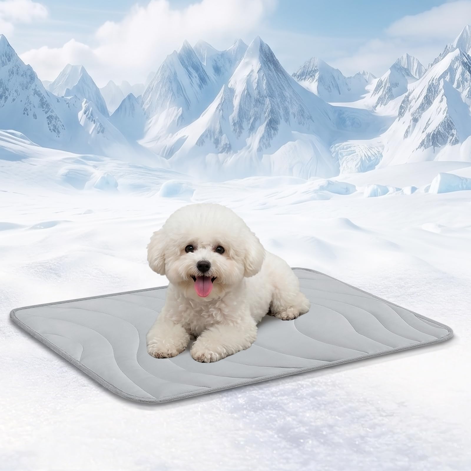 Cozyide Dog Cooling Mat, Small Mat for Dogs, Reversible (Cooling & Warm) Pad for Dog and Cat Use in Creat, Kennel and Sofa, Machine Washable, 28" L x 22" W, Light Grey