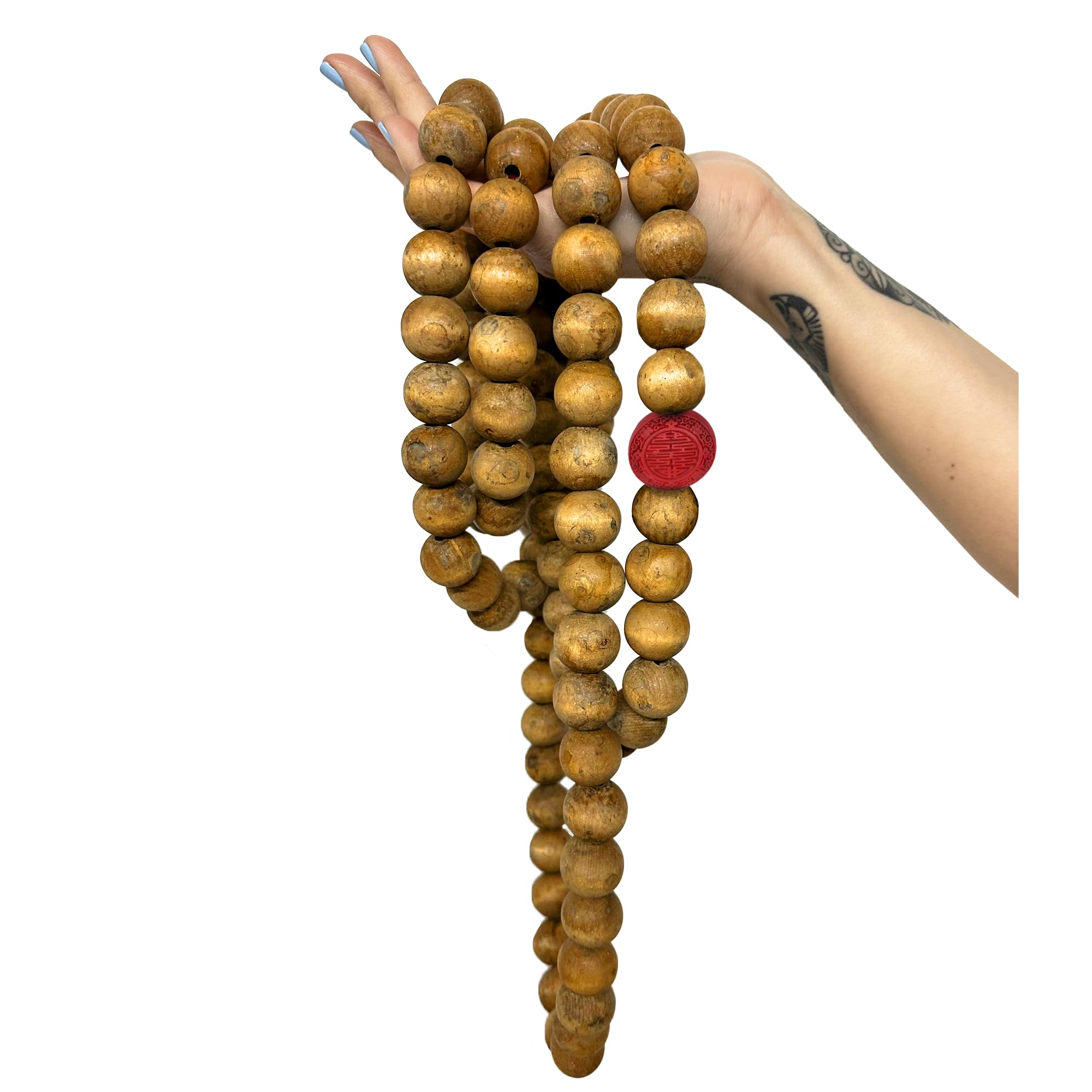 SAMSARA Japamala Oversize - 1 metro - in Legno 108 Grani | Mala Tibetano Tradizionale di grandi dimensioni per Preghiera e Protezione - 2/4cm (DIAMETRO PERLA 4CM)