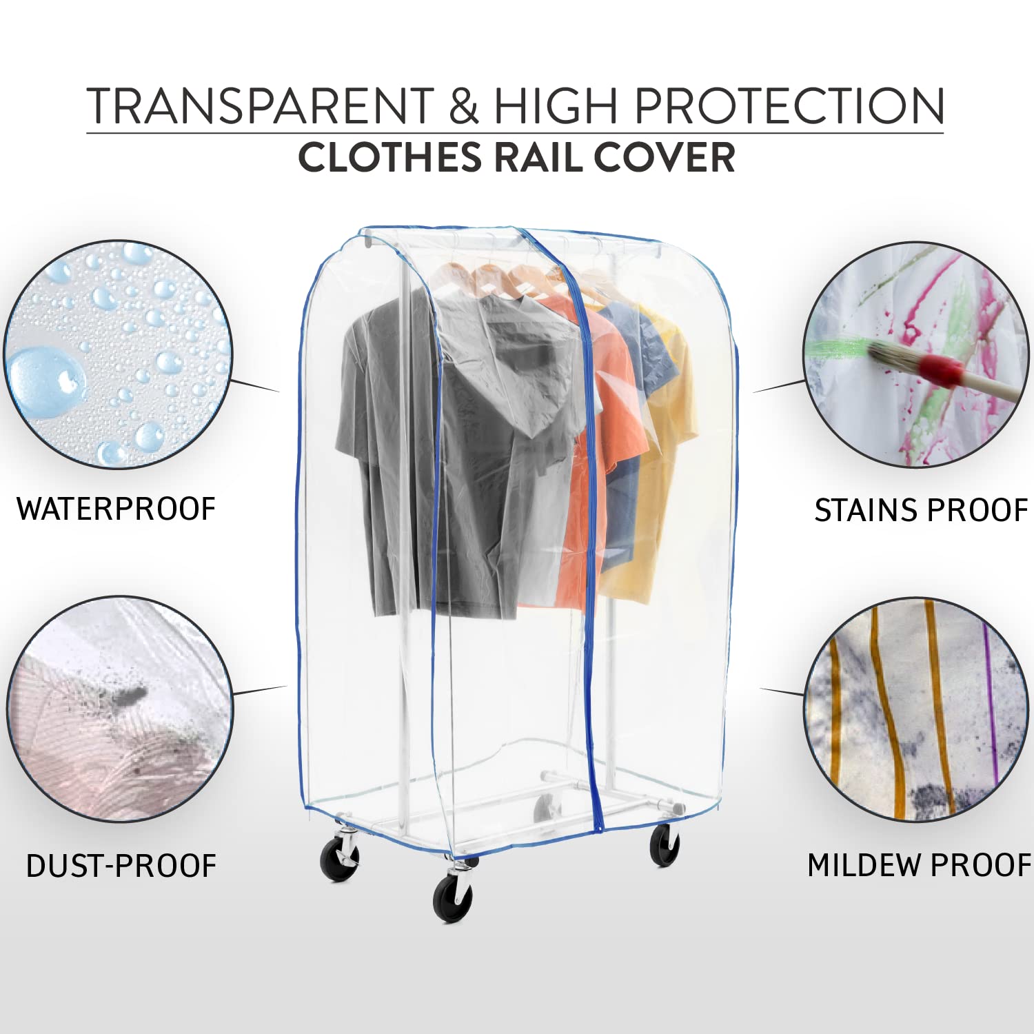 Tatkraft Screen Pantalla para Rieles de Ropa, Funda Protectora Que Protege la Ropa del Polvo y de la Suciedad, para Rieles de Ropa de 150 cm de Largo