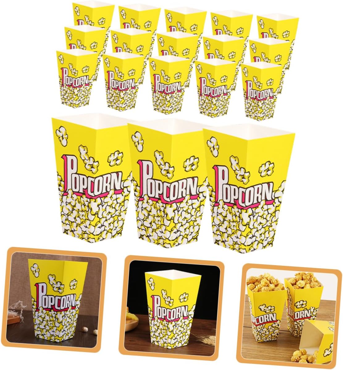 100pcs Popcorn Brown Box Party Snack Container Carnival Supplies Colorful Popcorn Holder Night