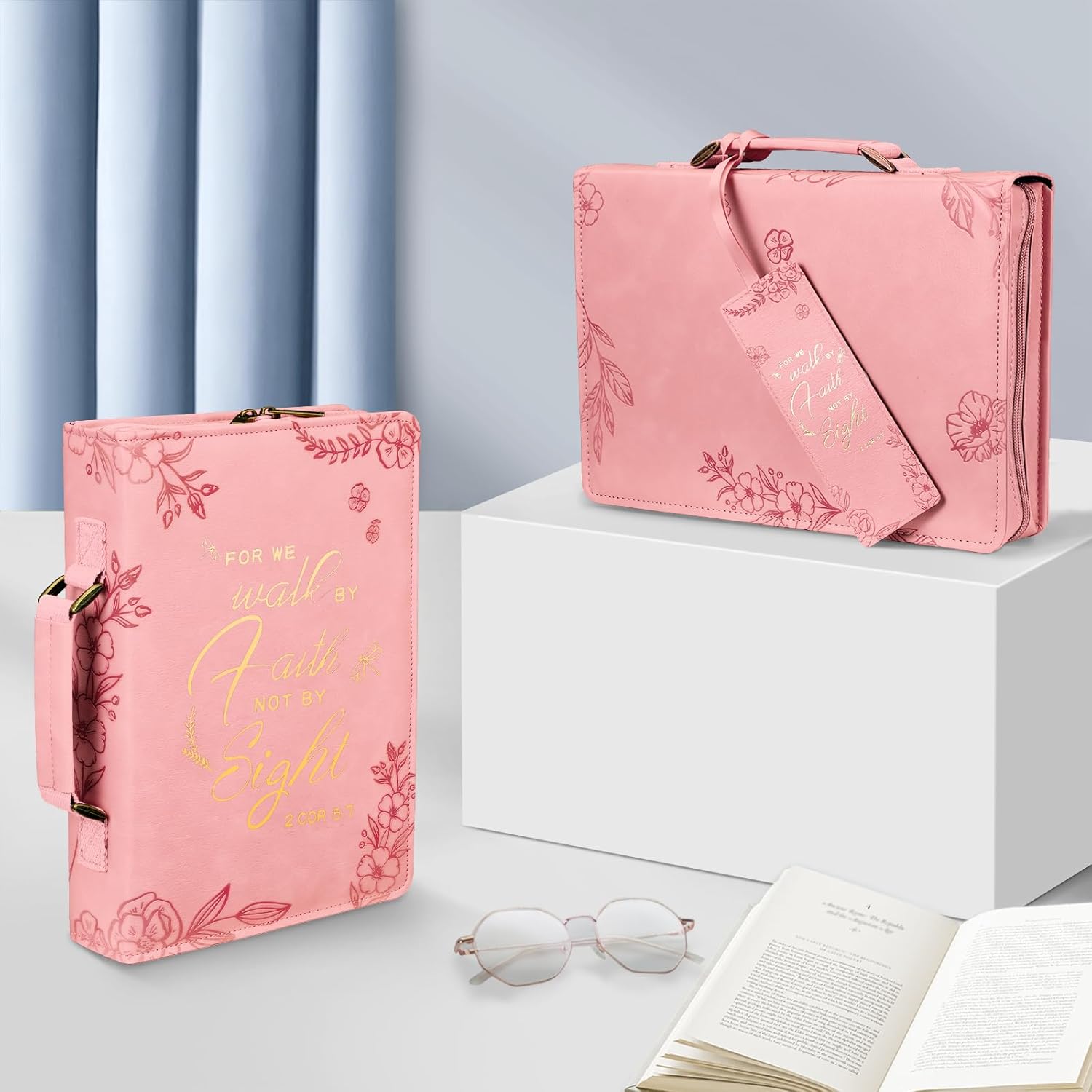 KJV Holy Bible, Compact Large Print Faux Leather Red Letter Edition - Ribbon Marker, King James Version, Pink - View #8