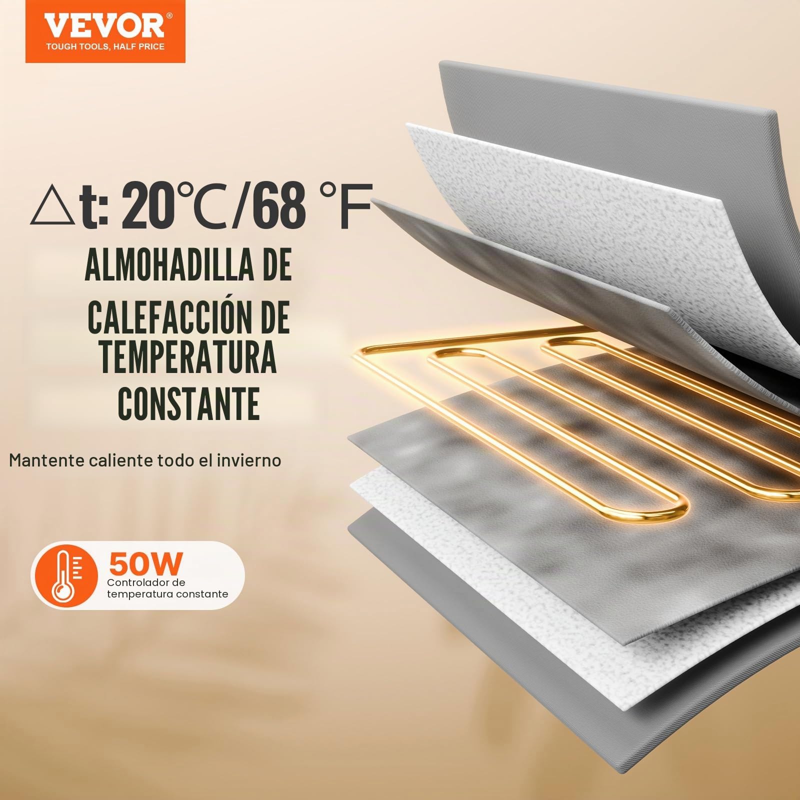 VEVOR Casa para Gatos con Calefacción de 67 x 56 x 41 cm, Refugio para Gatos Plegable Al Aire Libre de Tela Oxford 600D con Almohadilla Térmica, Temperatura Ajustable y Temporizador, Verde (Grande)
