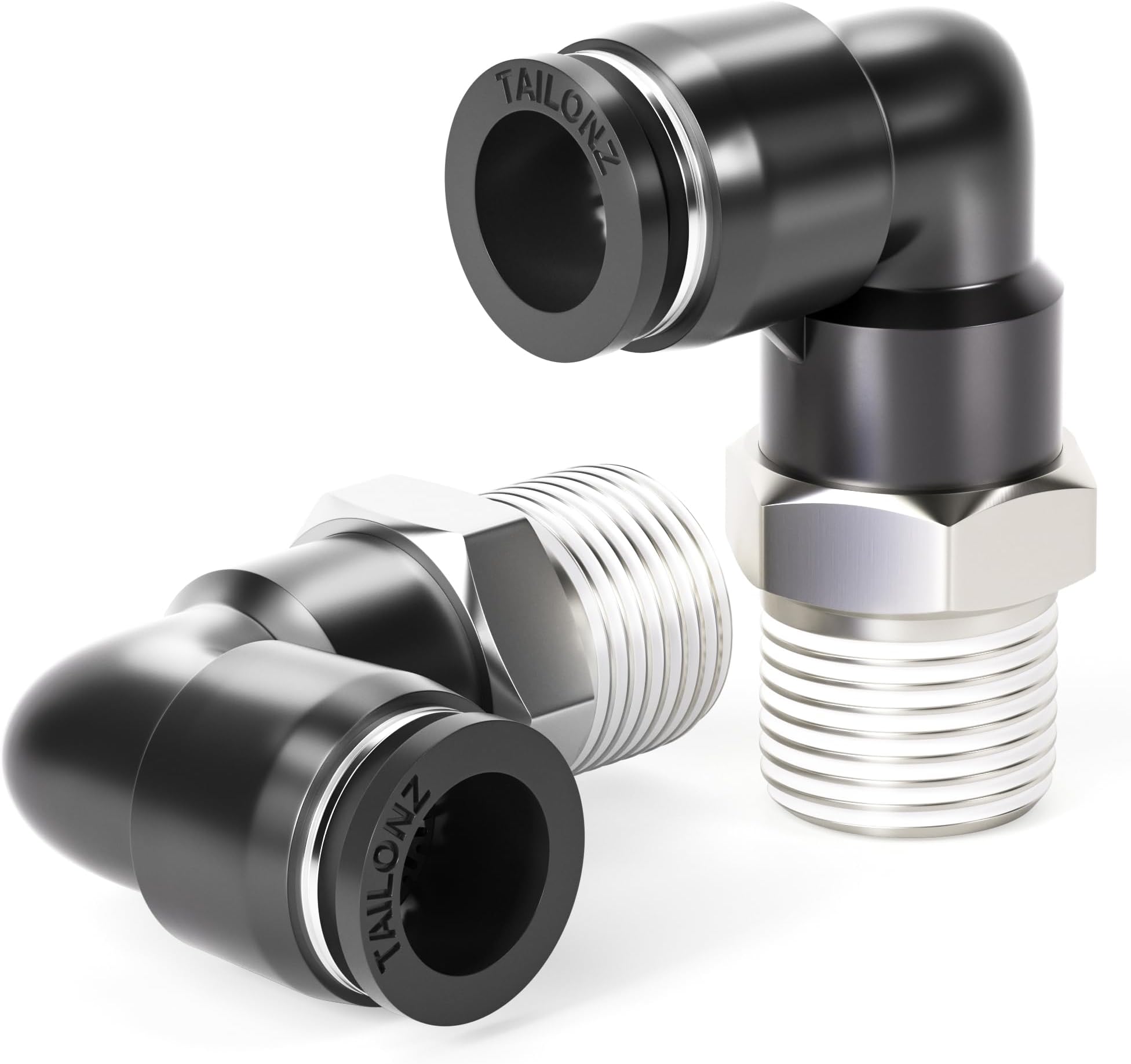 TAILONZ PNEUMATIC Male Elbow 1/4 Inch Tube OD x 1/8 Inch NPT Thread 90 Push to Connect Fittings PL-1/4-N1 (Pack of 10)