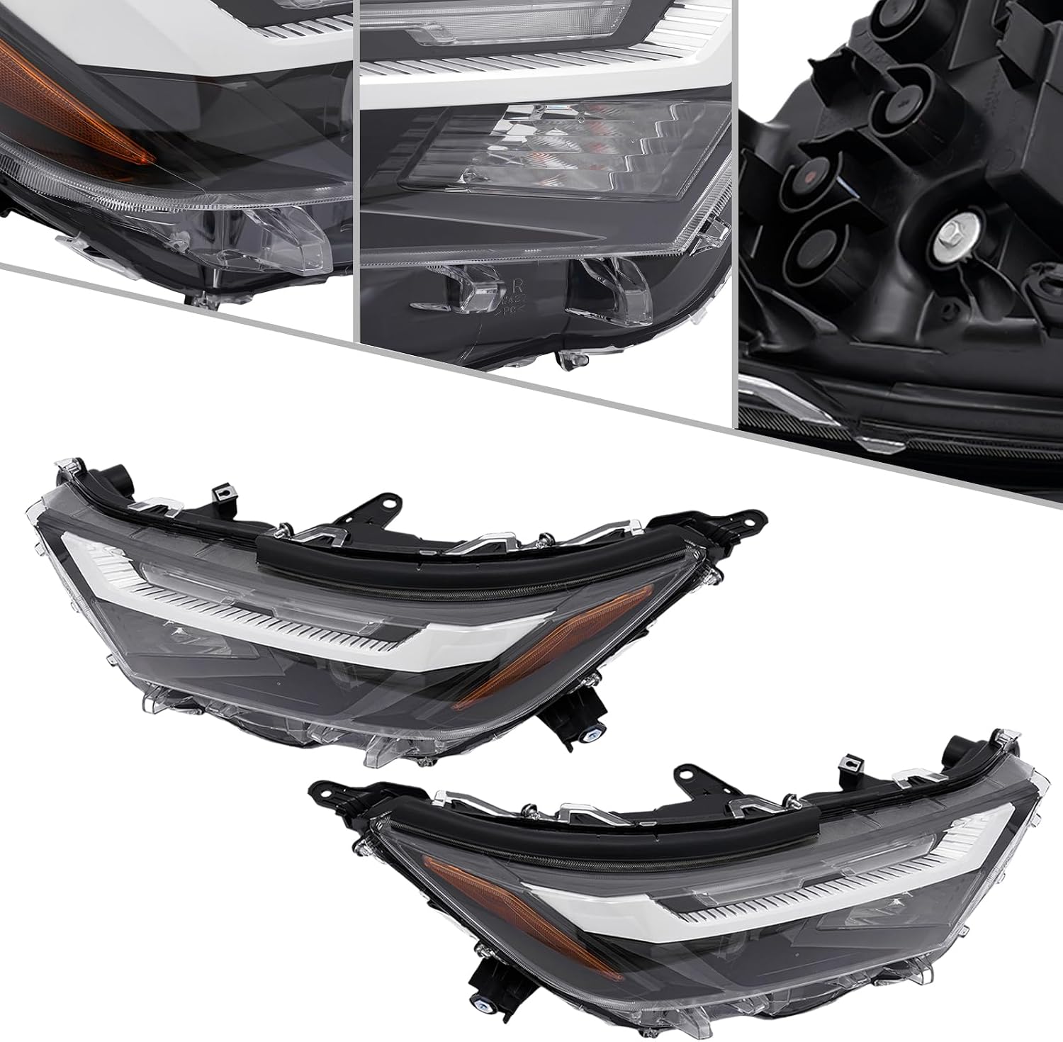 1 Pair LED Headlight Assembly for 2022 2023 2024 Toyota RAV4 LE/XLE(Halogen Turn Signal Light), Headlamps Driver+Passenger Side OE/OEM 811500R360,811100R360