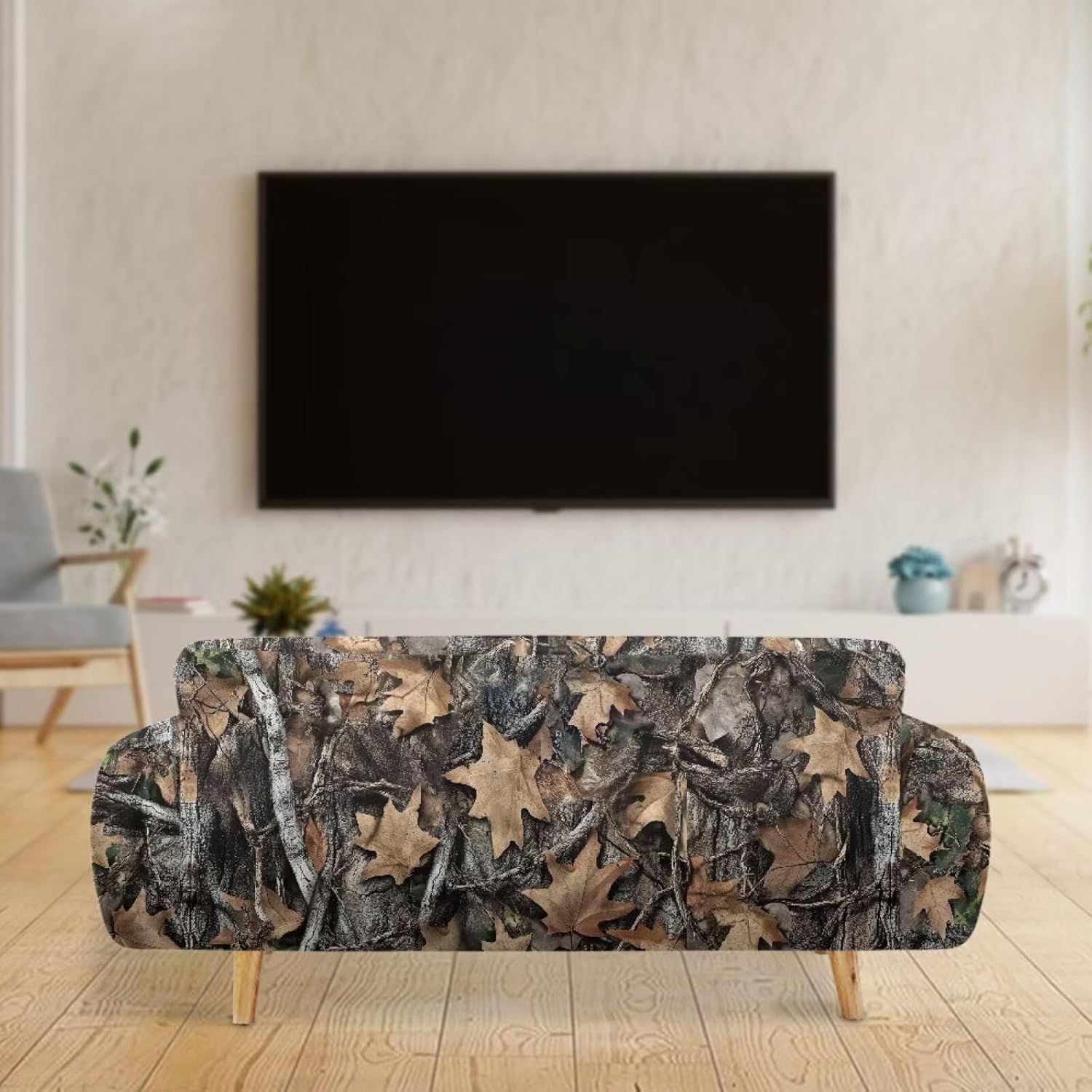 Camo Branches Print Couch Cover Cat Scratch Proof Sofa Slipcovers Waterproof Couch Cover for Dogs Washable（XL,92"-118"）
