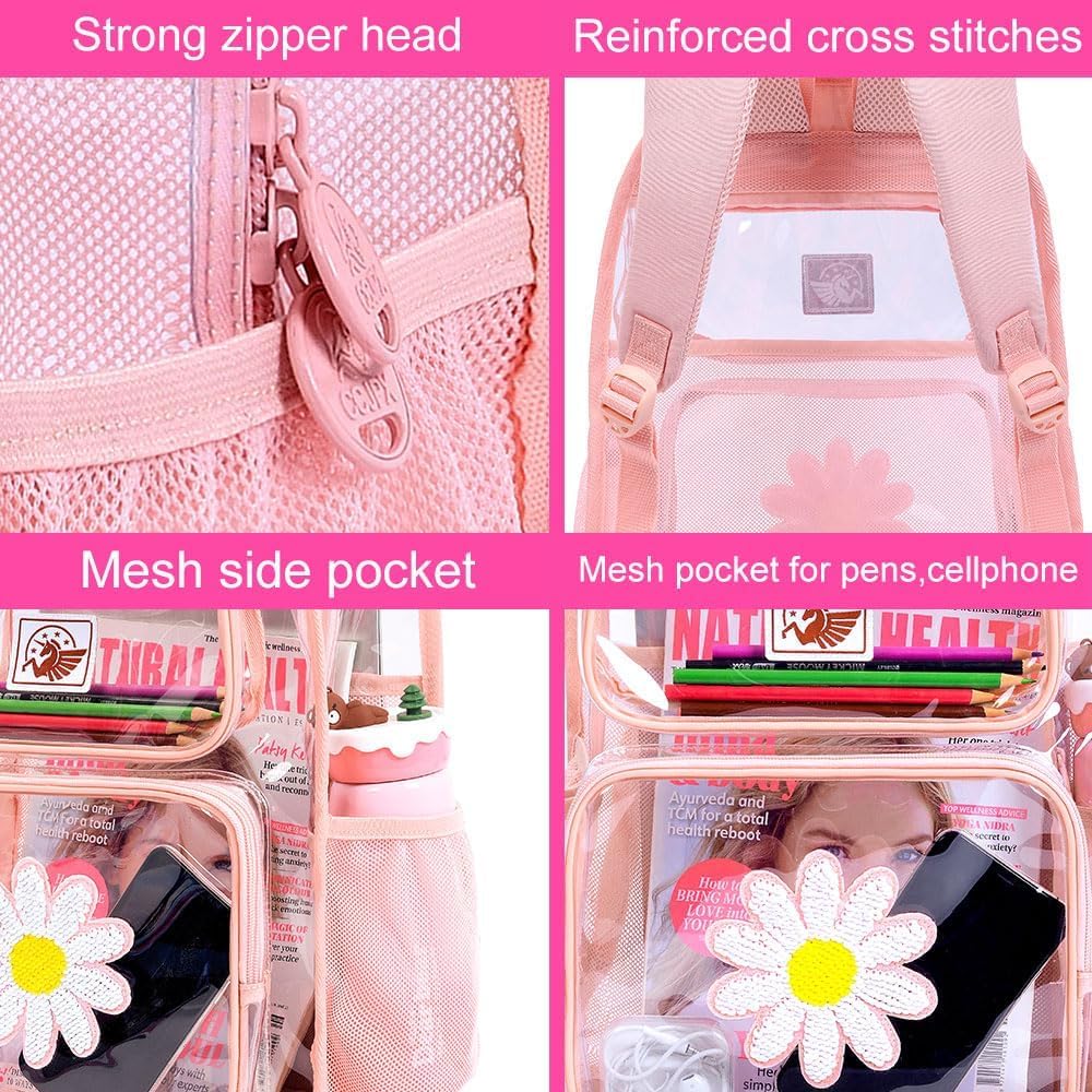KLFVB Clear Backpack, Heavy Duty Transparent Bookbag, See Through Sequin Backpacks - Image 6
