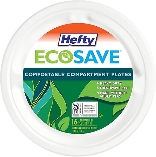 Vista 36 de Hefty ECOSAVE - Bandejas de papel compostables de 5 compartimentos, 12