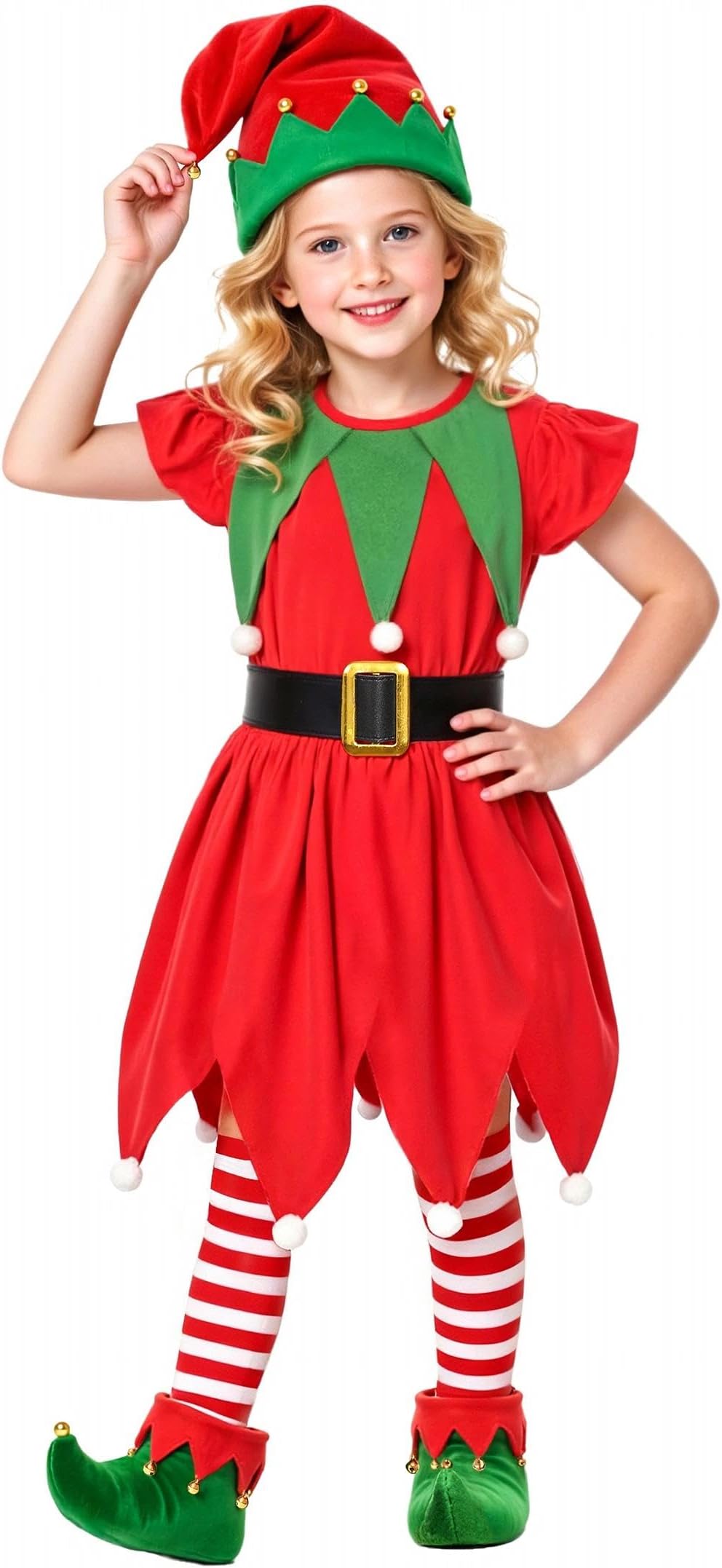 Elf Costume for Girls Kids Elf Dress Christmas Outfit