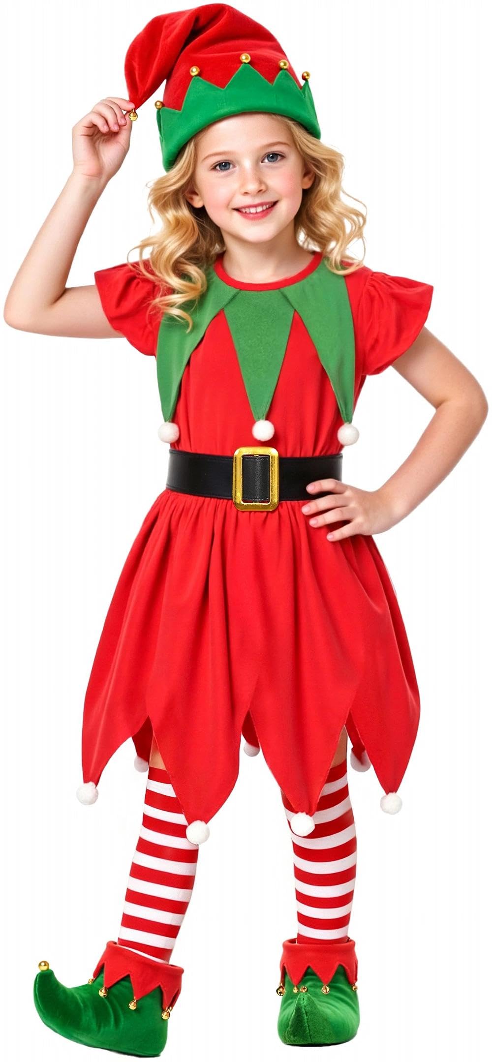 Elf Costume for Girls Kids Elf Dress Christmas Outfit