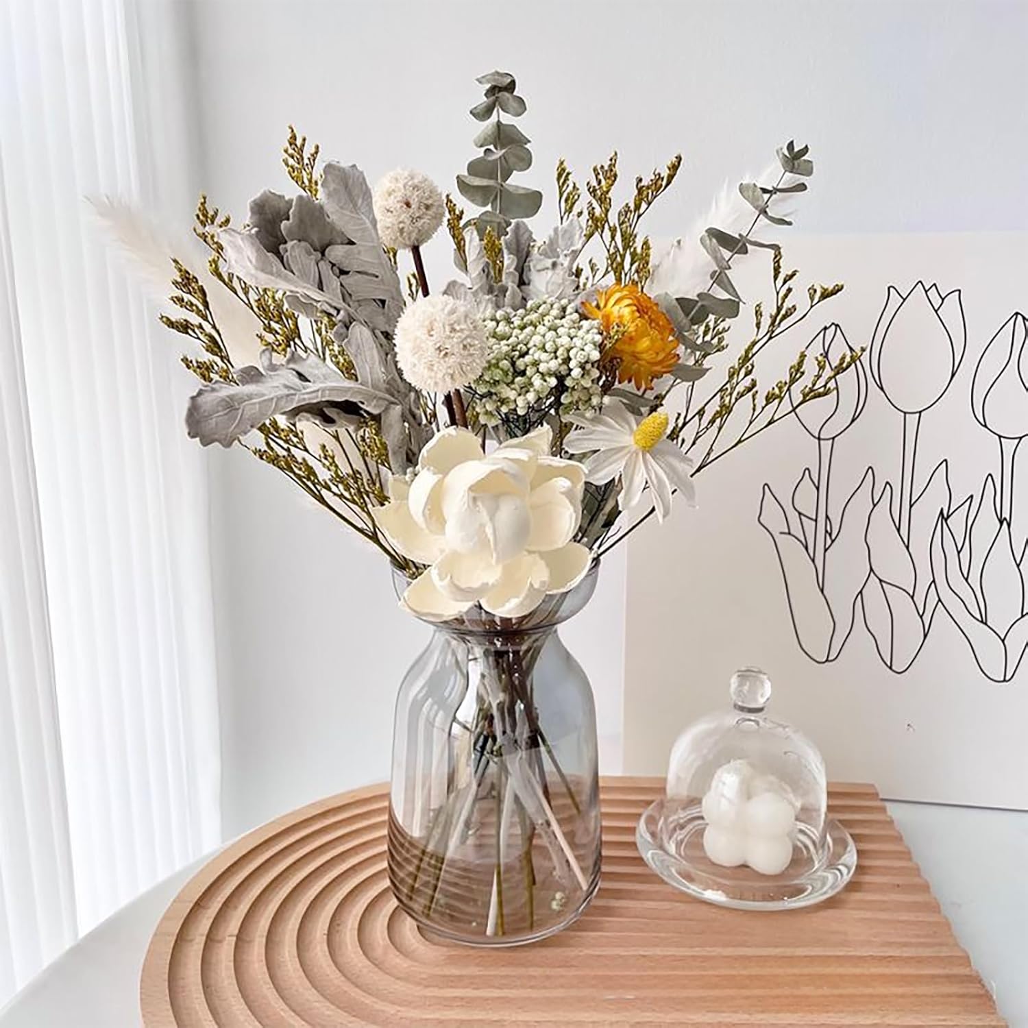 Living Room Dried Flower Bouquet Dining Table Daisy Dried Flower Arrangement Decoration (Color3)