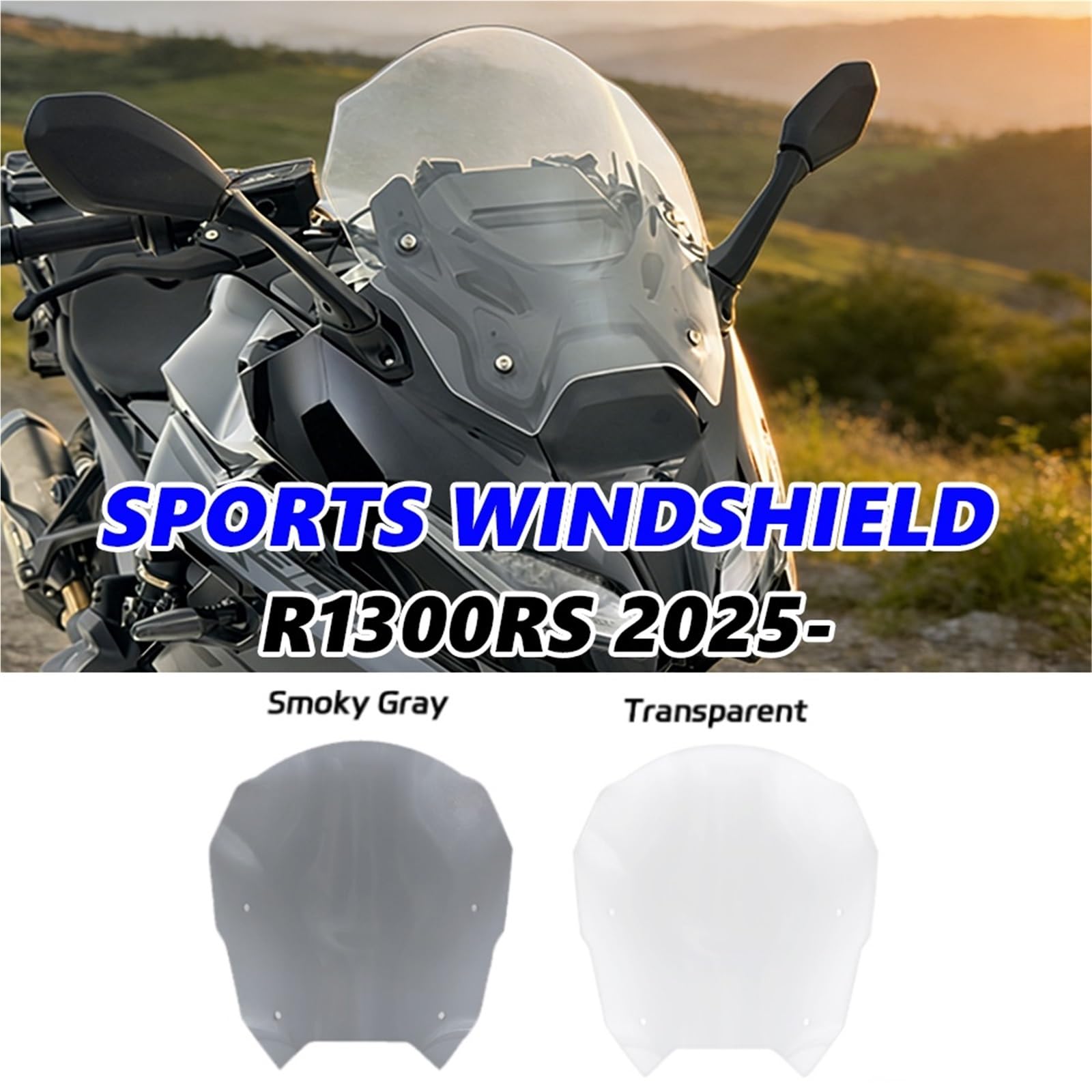 Szybka szyba motocyklowa Pasuje do BMW R1300RS | Deflektor przedniej szyby motocykla(Gray)