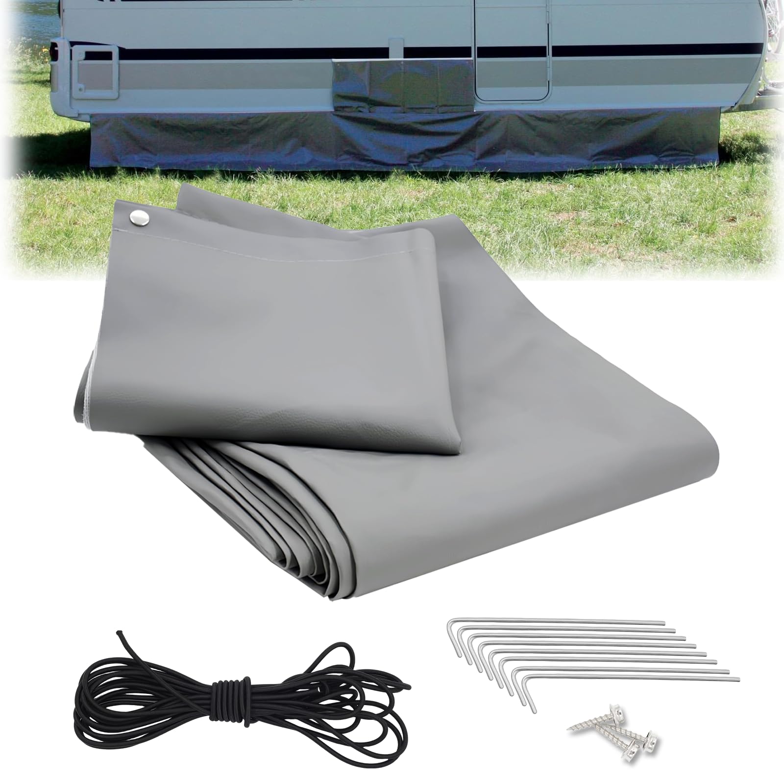 Bodenschürze Wohnwagenschürze für Wohnmobil Caravan, 700 x 50 cm, aus PU-Oxford-Gewebe