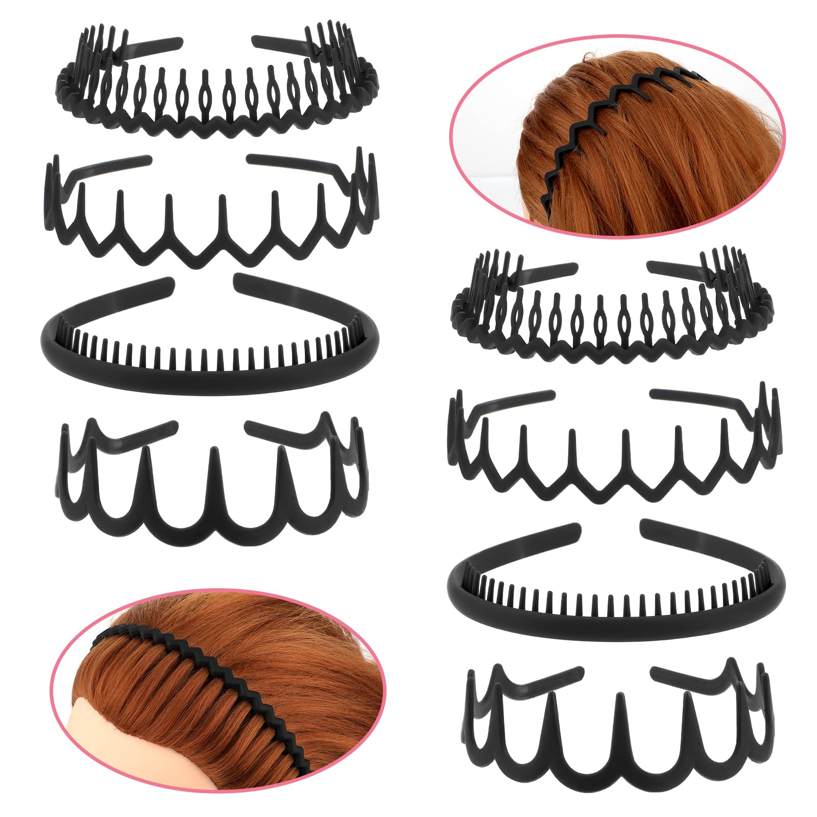 Qianyu Cerchietto per capelli sottile da 7 mm, con denti, per donne e ragazze, grazioso cerchietto intrecciato a maglia, antiscivolo, in tinta unita, accessori per capelli, per ragazze, adolescenti e