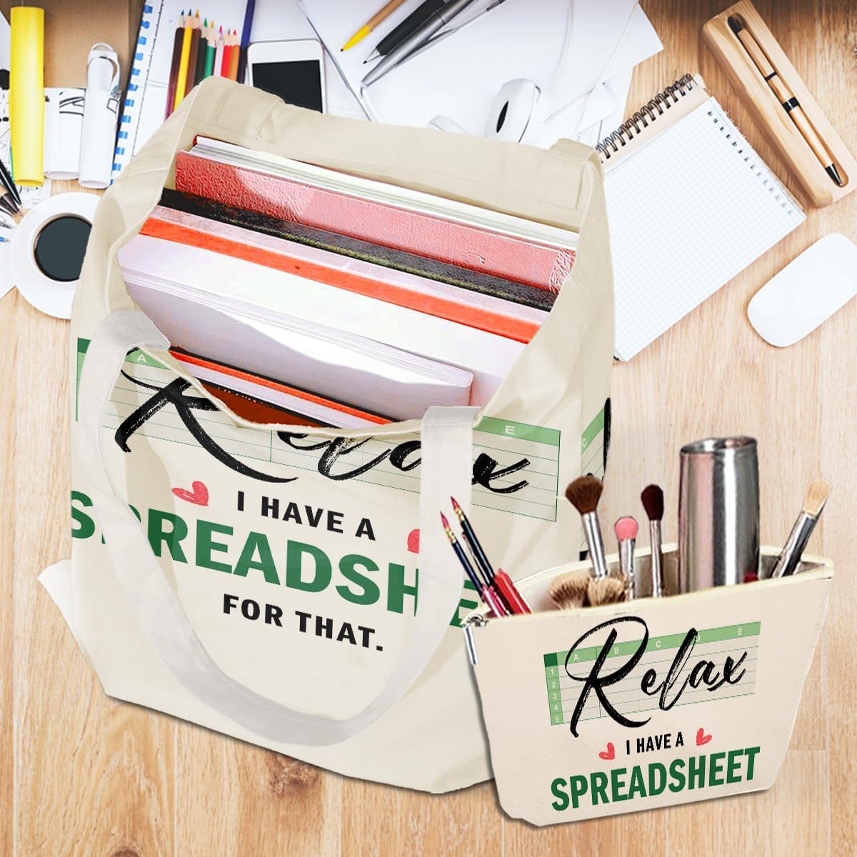 jeilink Tennis Captain Dancer Accountant Human Sunshine Cosmetic Bag Canvas Tote Bag Beach Bag Gifts for Women Birthday - Image 6