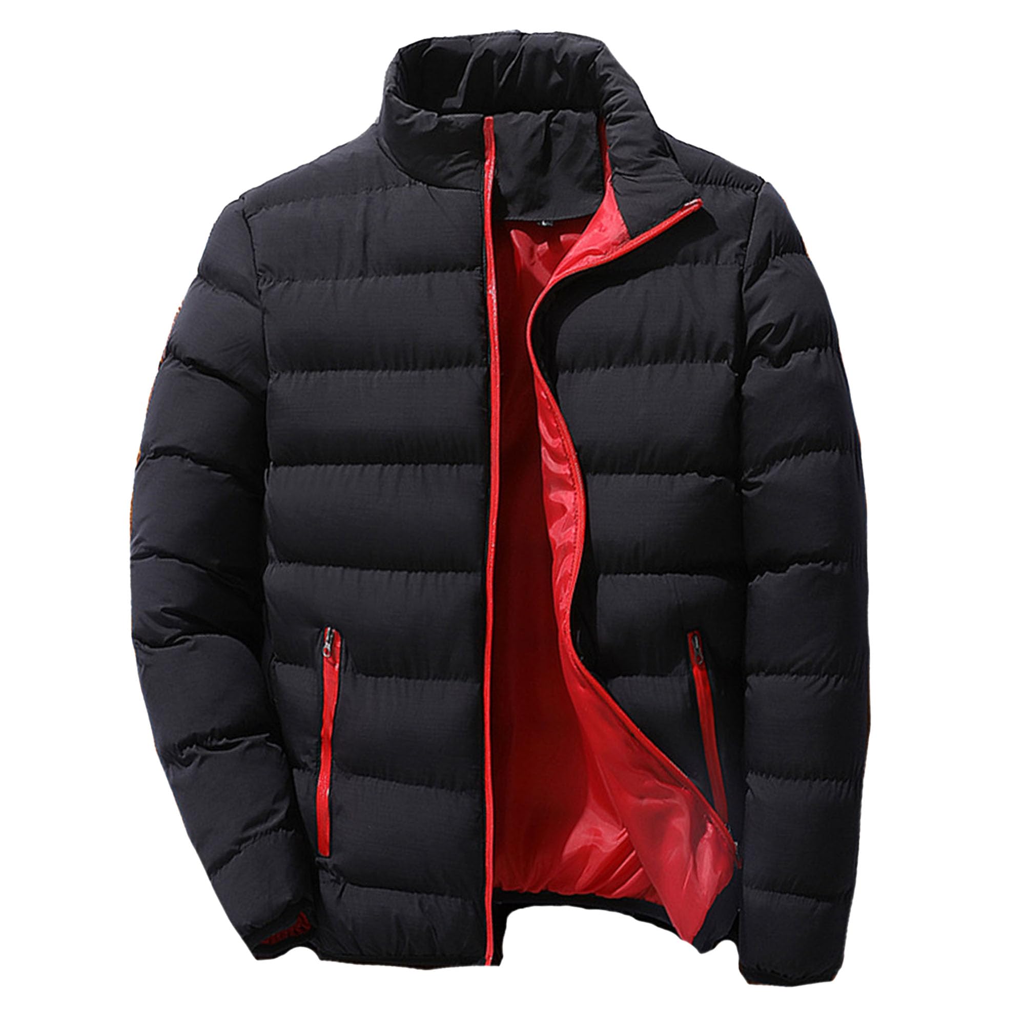 Mens Hiking Travel Warm Down Overcoat Stand Coallar Puffer Coat for Men Down Jacket With Pocket for Men