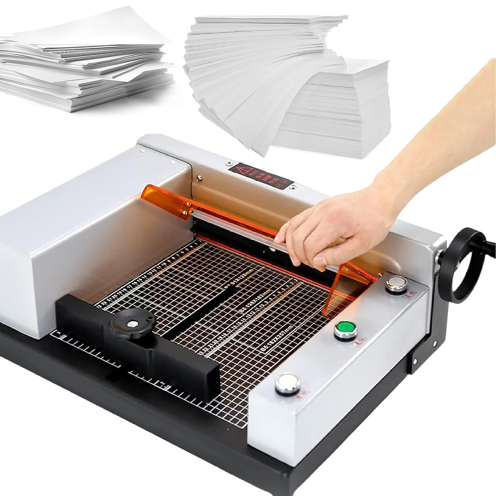 ASerZenith Industrial Electric Paper Cutter, Commercial Paper Guillotine Cutting Width 0-300Mm, Accuracy ±0.5Mm,Paper Cutting Machine Gridlines, Office