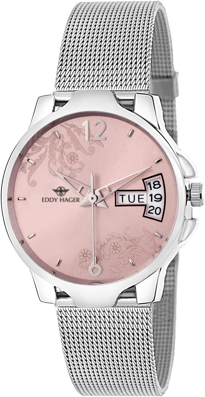 Eddy Hager Pink Day and Date Women's Watch EH-450-PK